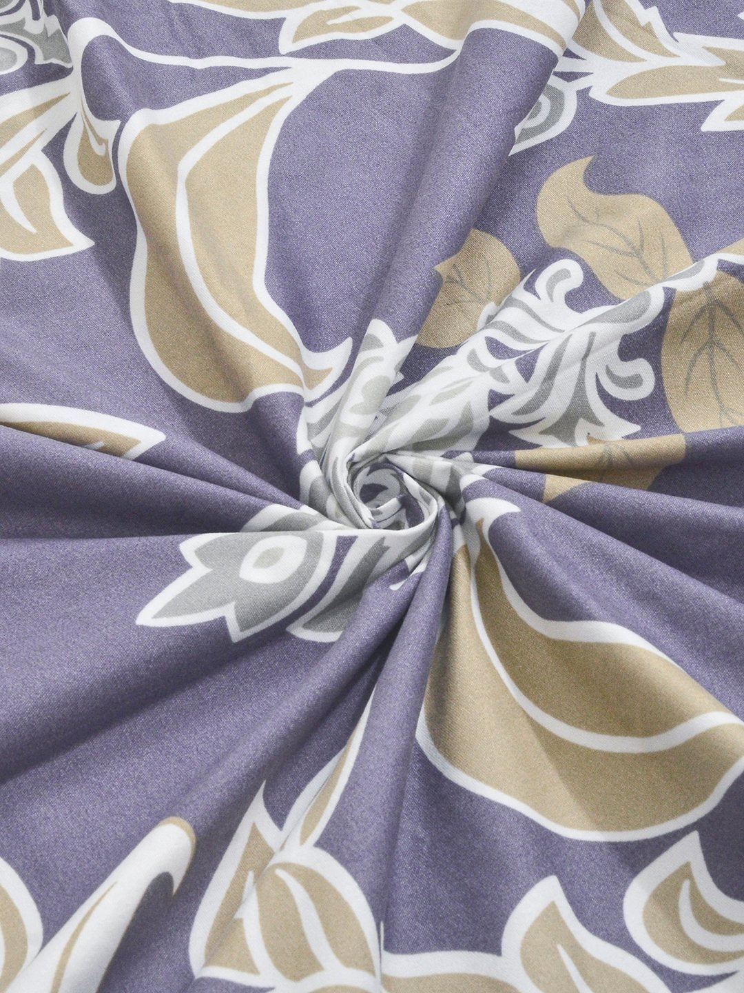 Purple Floral Cotton Blend Single Bedsheet with Pillow Cover