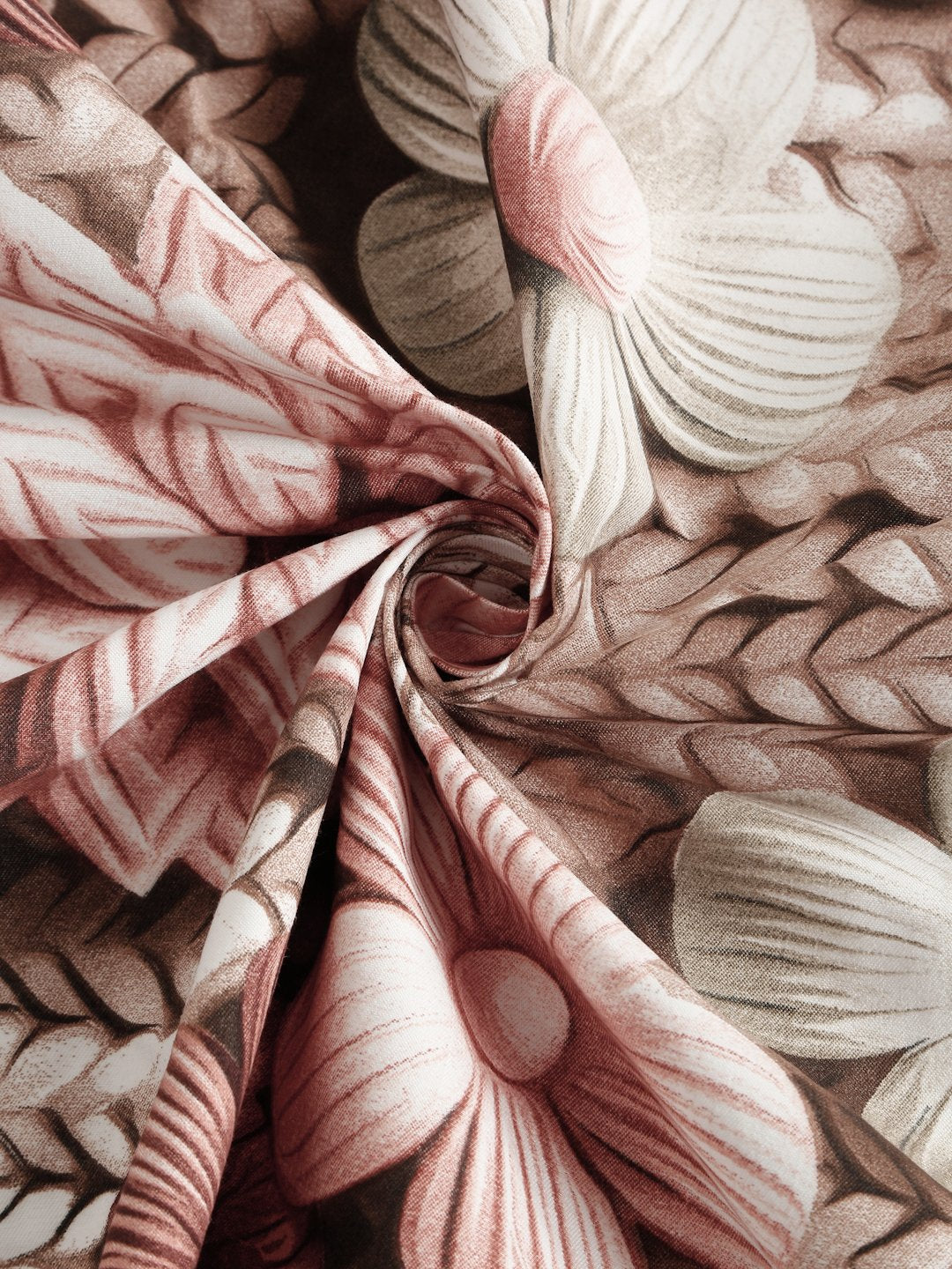 Brown Floral 7D King Size Cotton Blend Fitted Double Bedsheet with 2 Pillow Covers