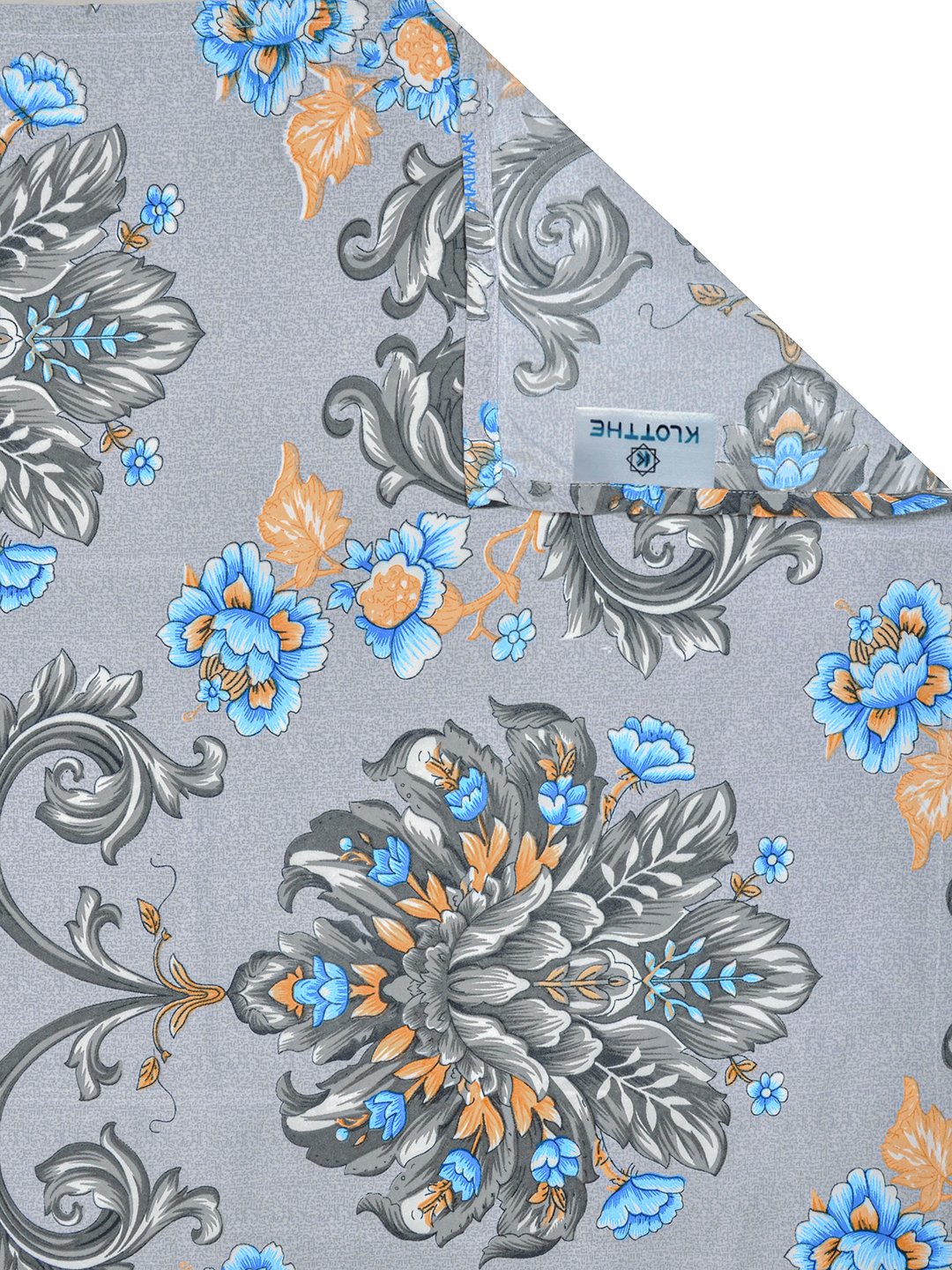 Grey Floral 300 TC Cotton Blend Single Bedsheet with Pillow Cover