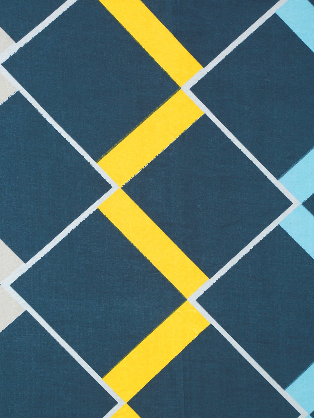 Blue Geometric 300 TC Cotton Blend Fitted Single Bedsheet with Pillow Cover