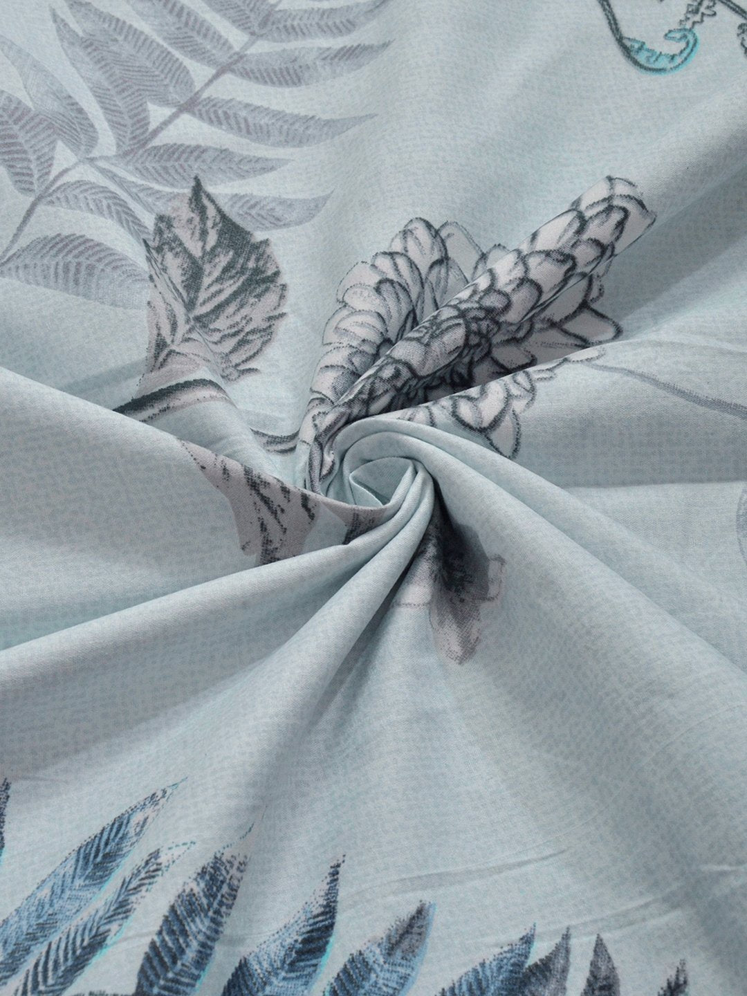 Grey Cotton Blend Floral Double Bed Dohar
