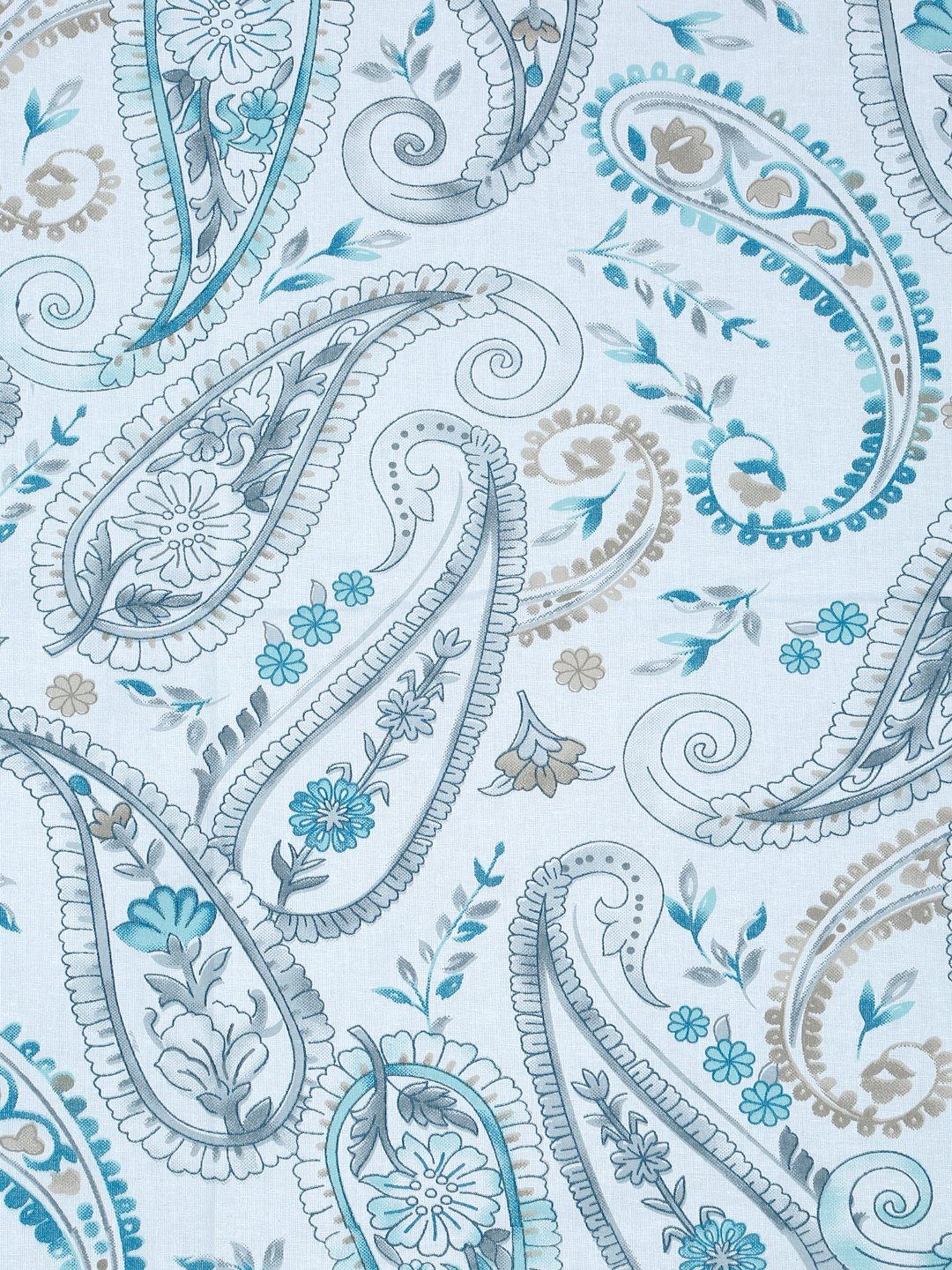 Blue Floral 400 TC Pure Cotton Fitted Double Bedsheet with 2 Pillow Covers