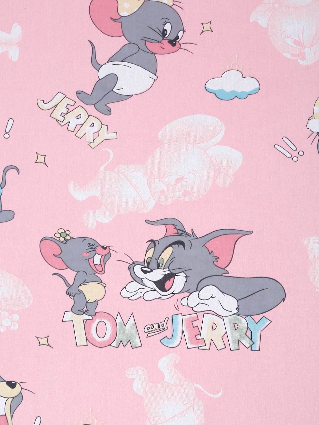 Pink Cartoon Characters 400 TC Pure Cotton Double Bedsheet with 2 Pillow Covers