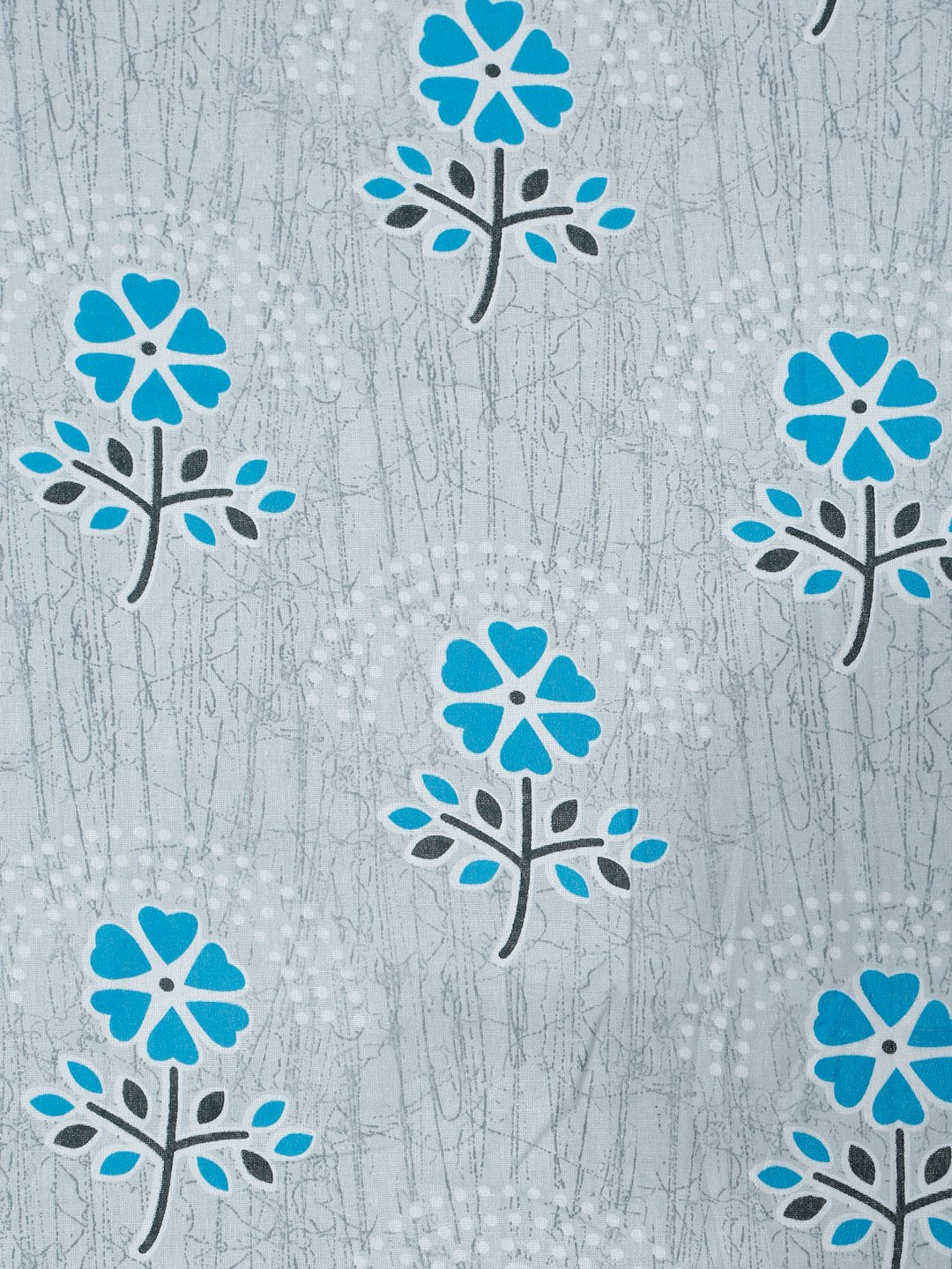 Blue Floral 400 TC Pure Cotton Double Bedsheet with 2 Pillow Covers