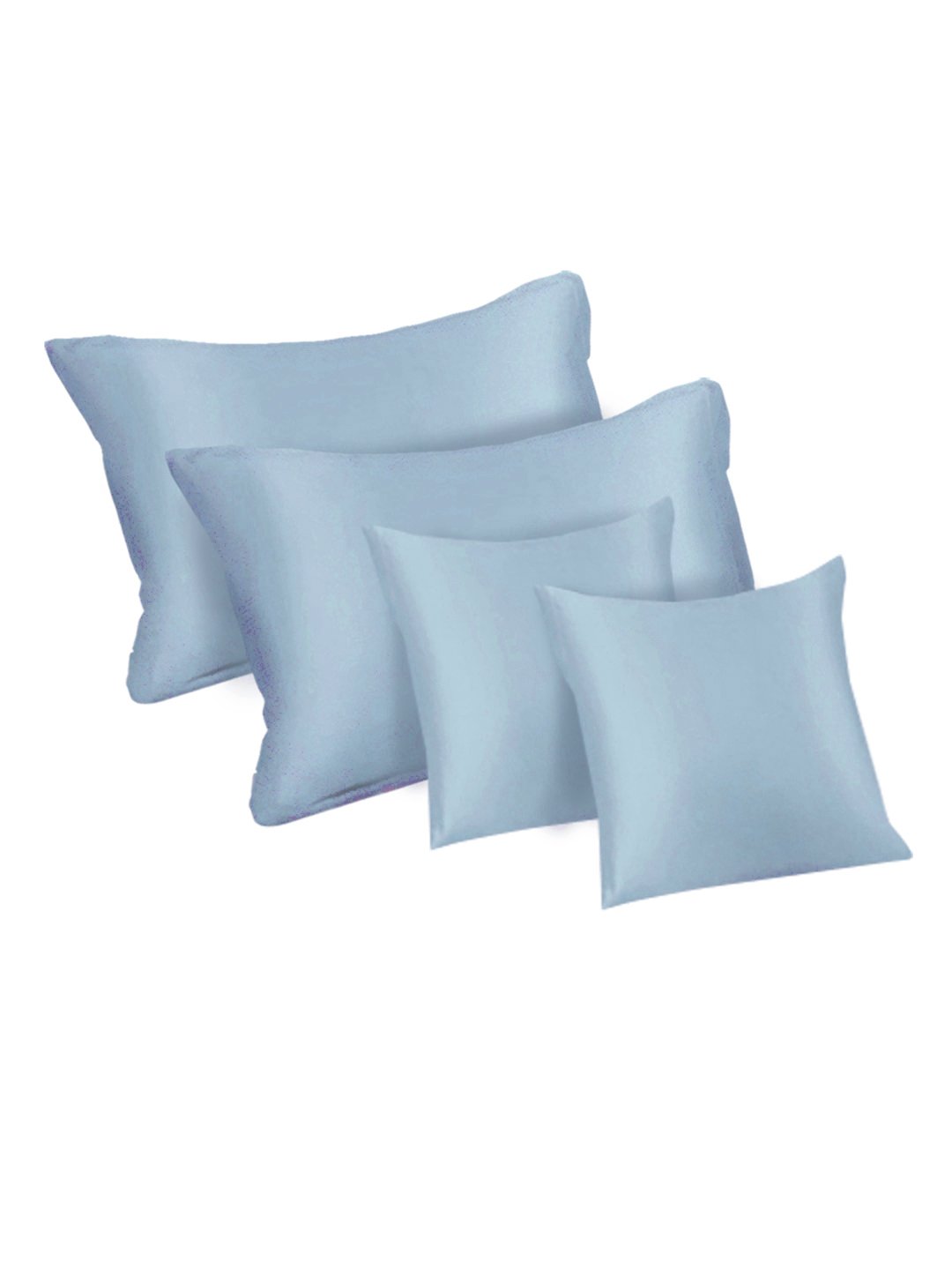 SkyBlue Solid 400 TC Satin Fitted Super King Double Bedsheet with 2 Pillow Covers & 2 Cushion Covers