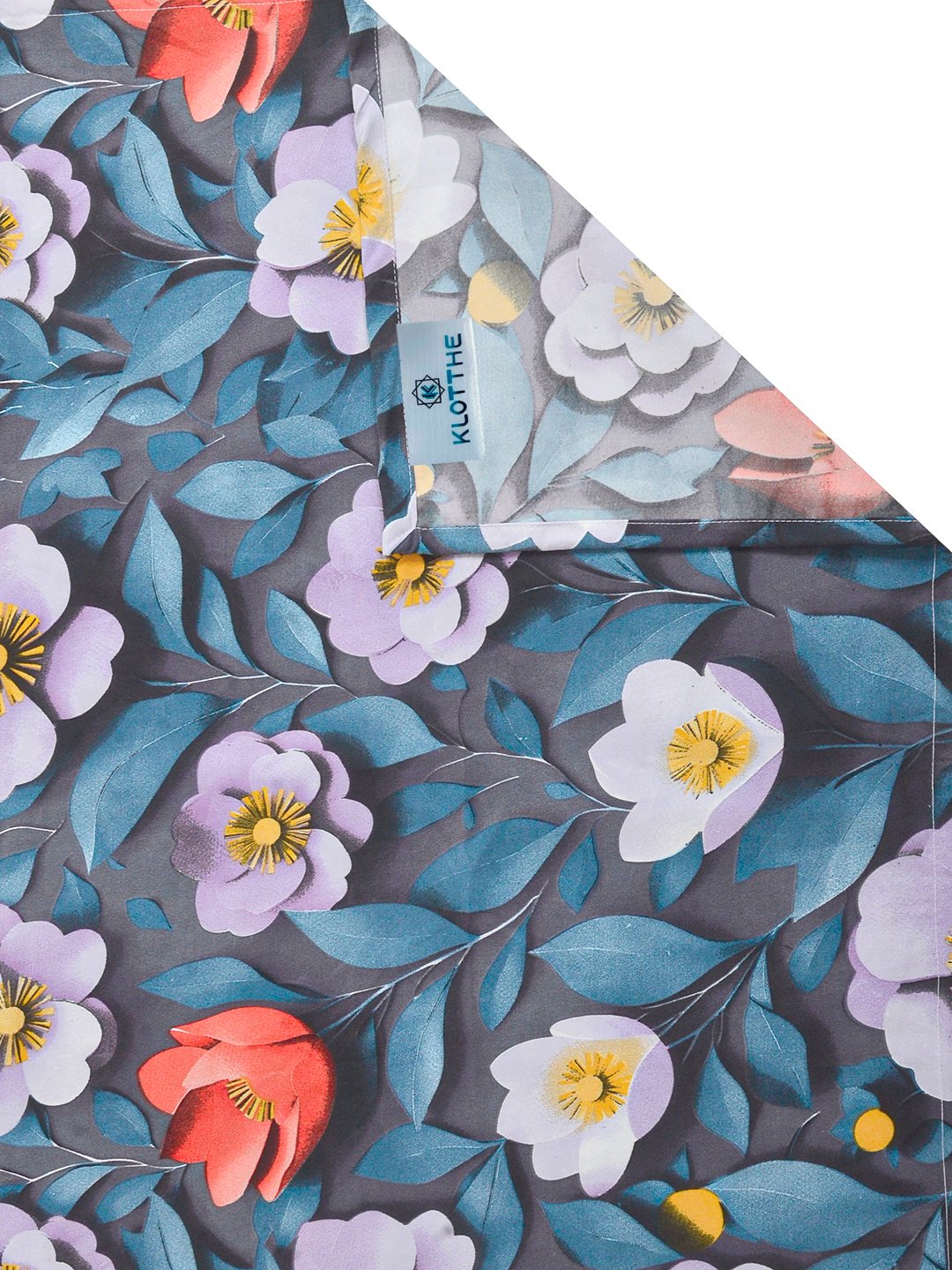 Blue Floral 7D King Size Cotton Blend Double Bedsheet with 2 Pillow Covers