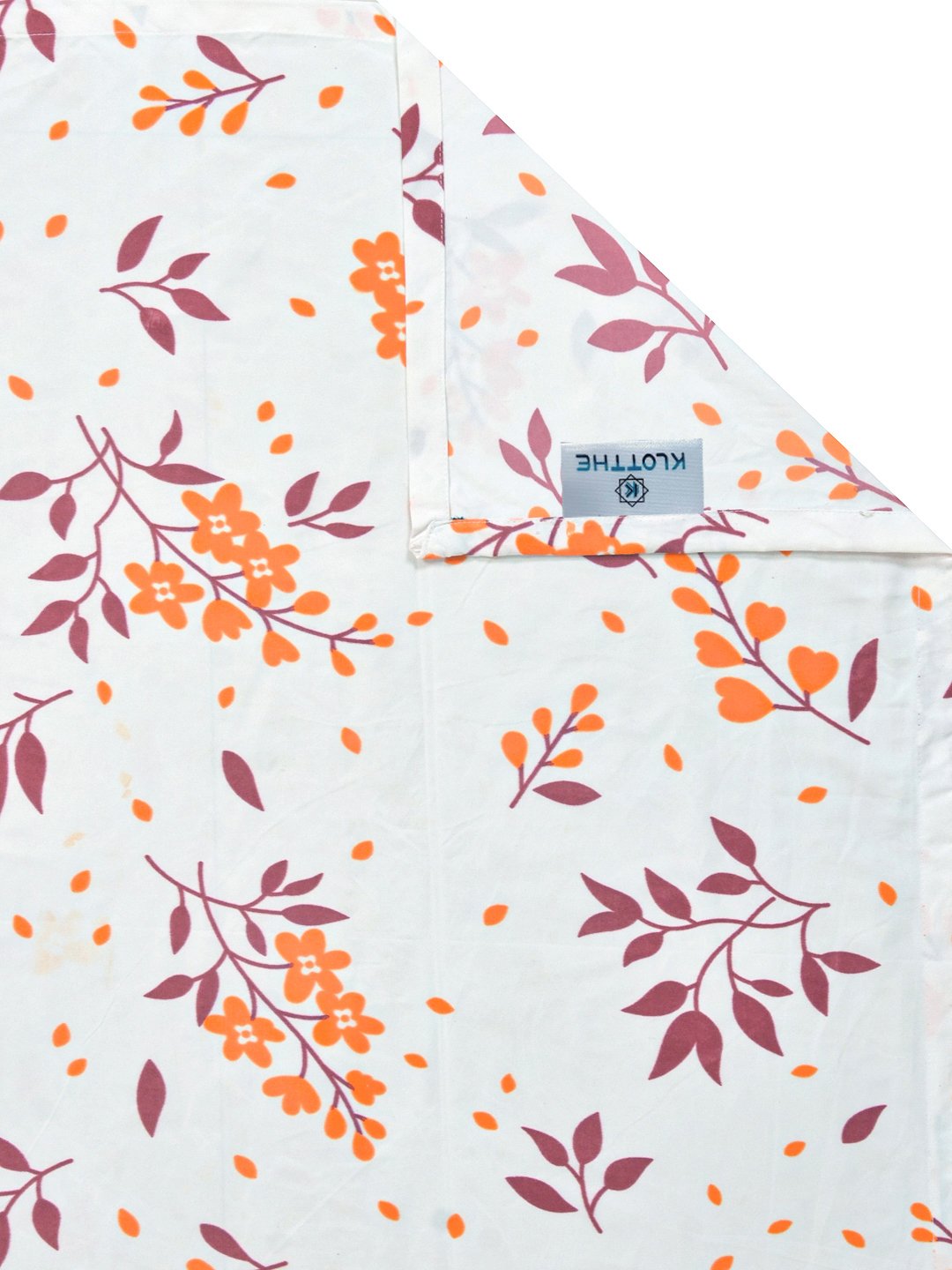White Floral 300 TC Cotton Blend Single Bedsheet with Pillow Cover