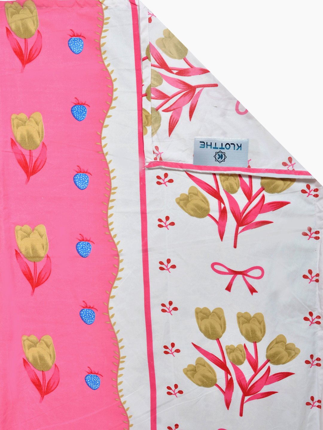 Pink Floral 300 TC Cotton Blend Single Bedsheet with Pillow Cover
