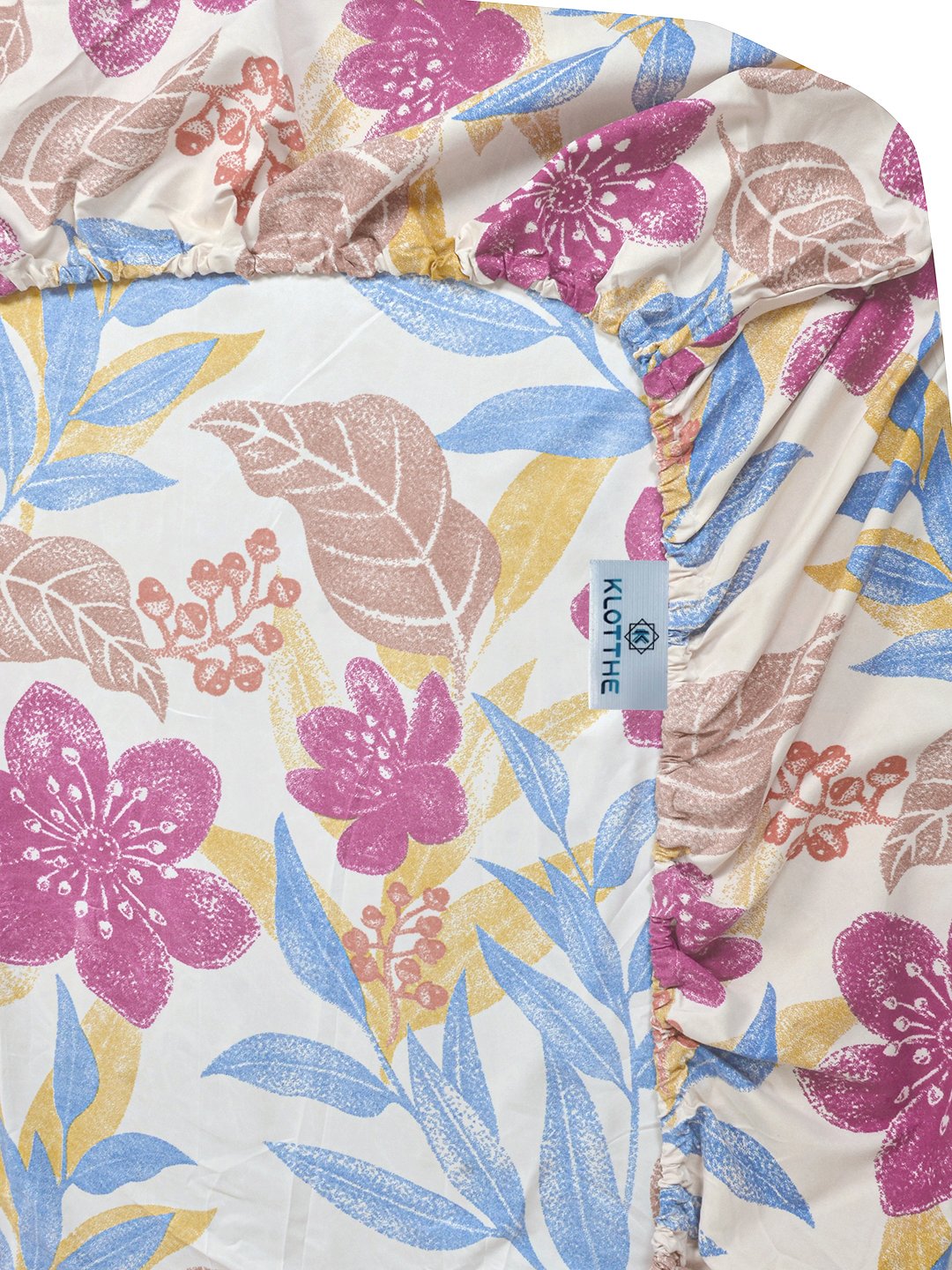 Multi Floral 300 TC Cotton Blend Fitted Single Bedsheet with Pillow Cover
