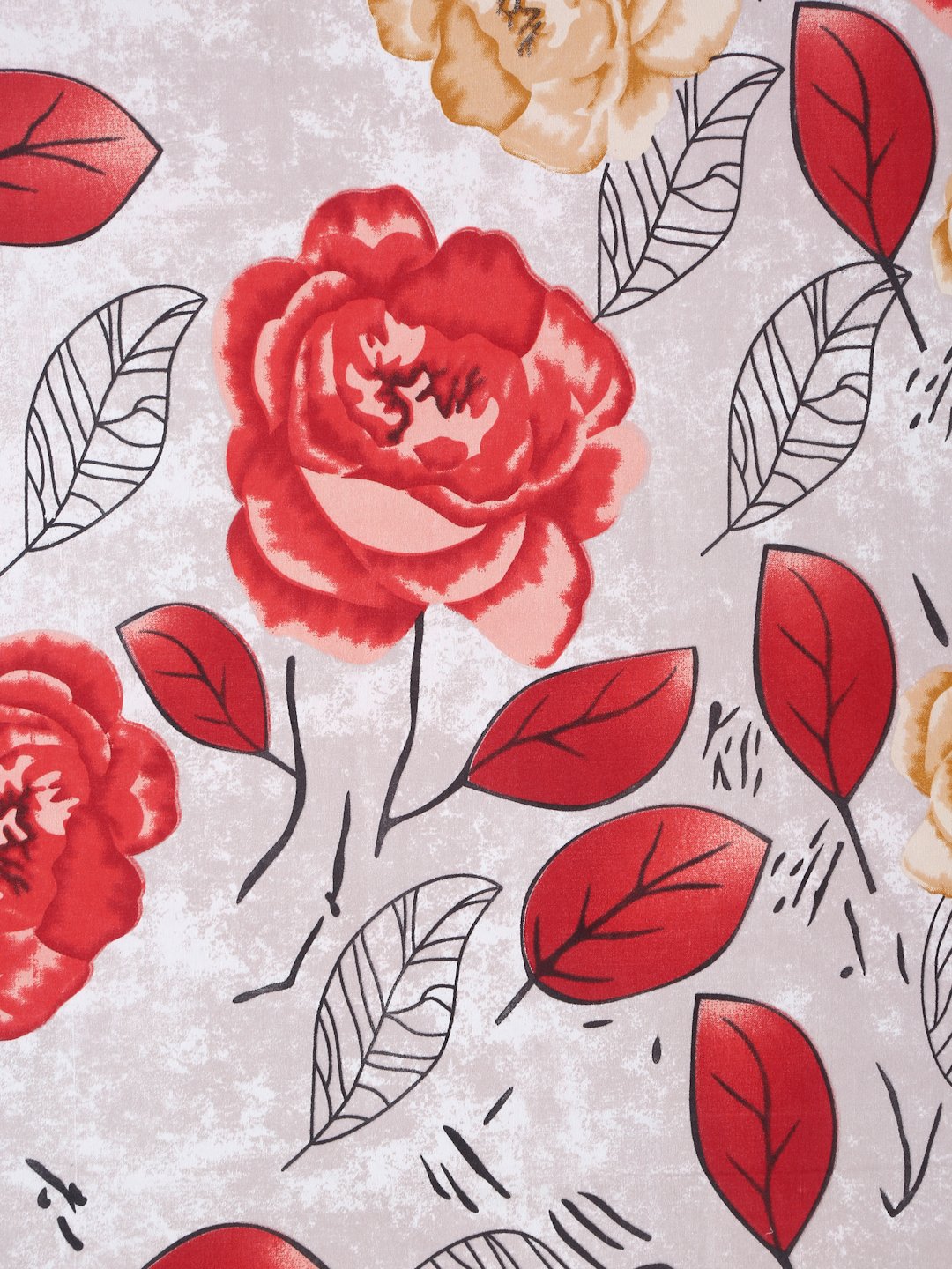 Red Floral 300 TC Cotton Blend Fitted Super King Double Bedsheet in Book Fold Packing