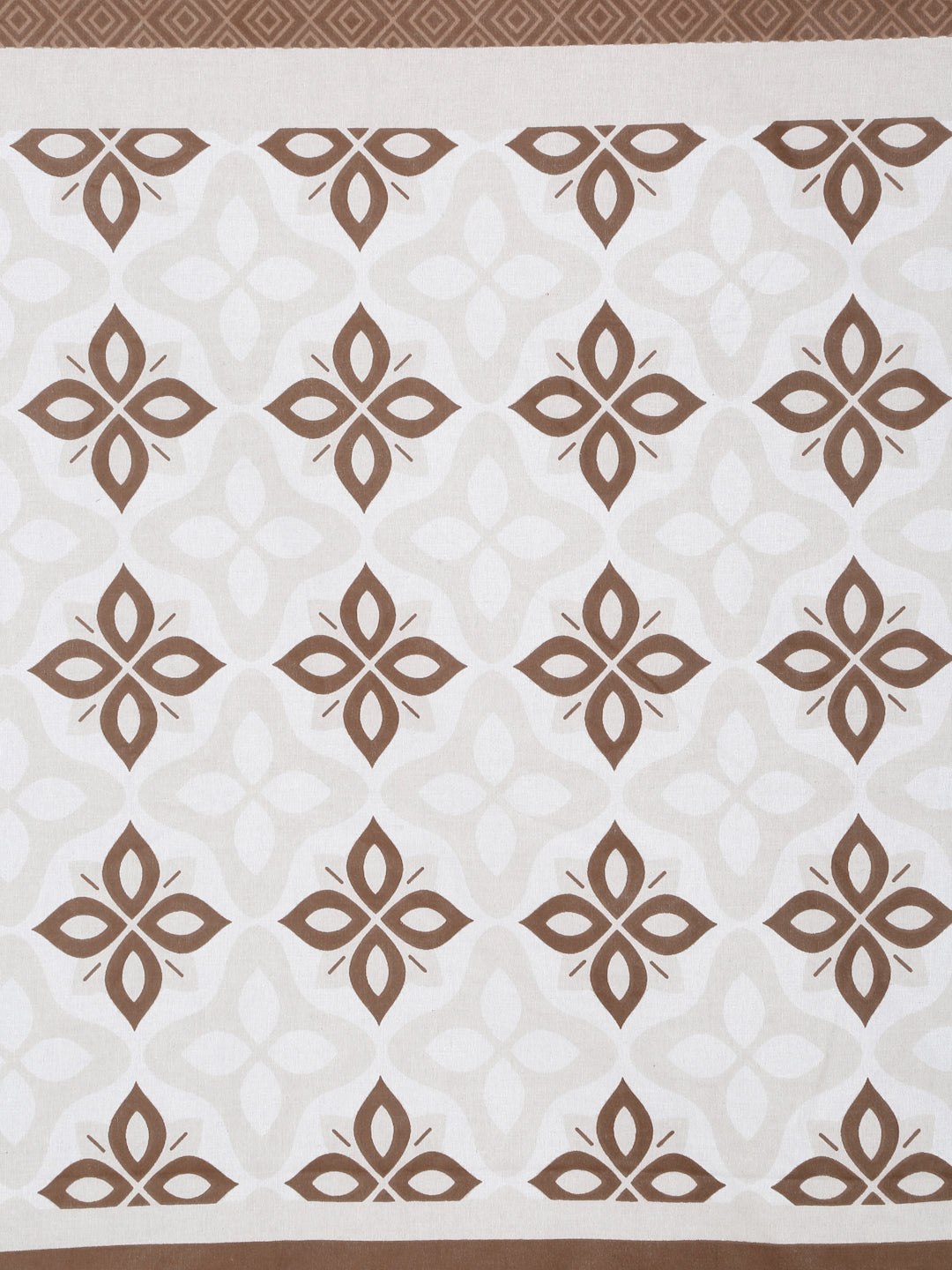 Klotthe Brown Geometric 400 TC Pure Cotton Single Bedsheet with Pillow Cover