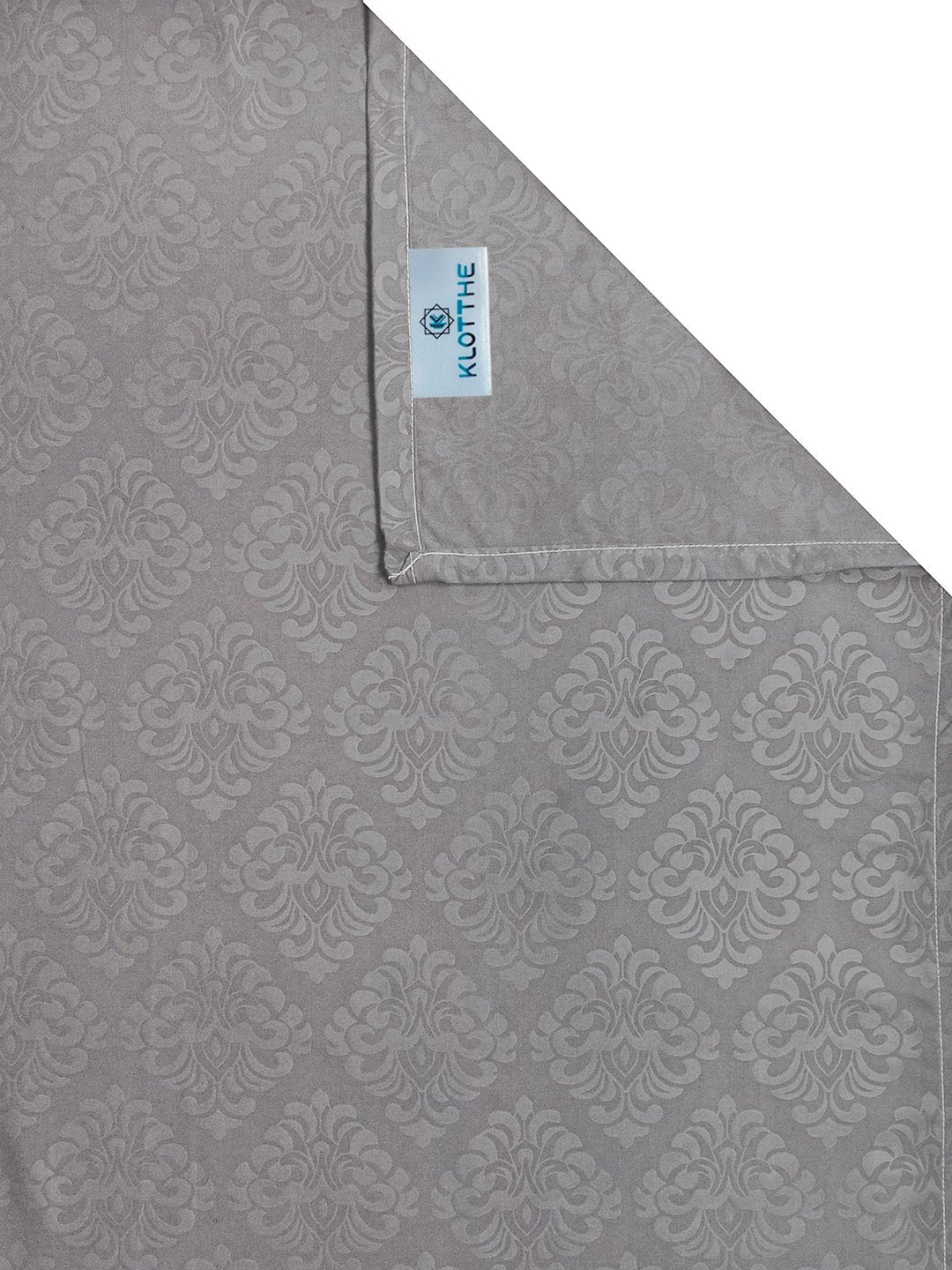 Grey Floral Embossed Cotton Blend Double Bedsheet with 2 Pillow Covers