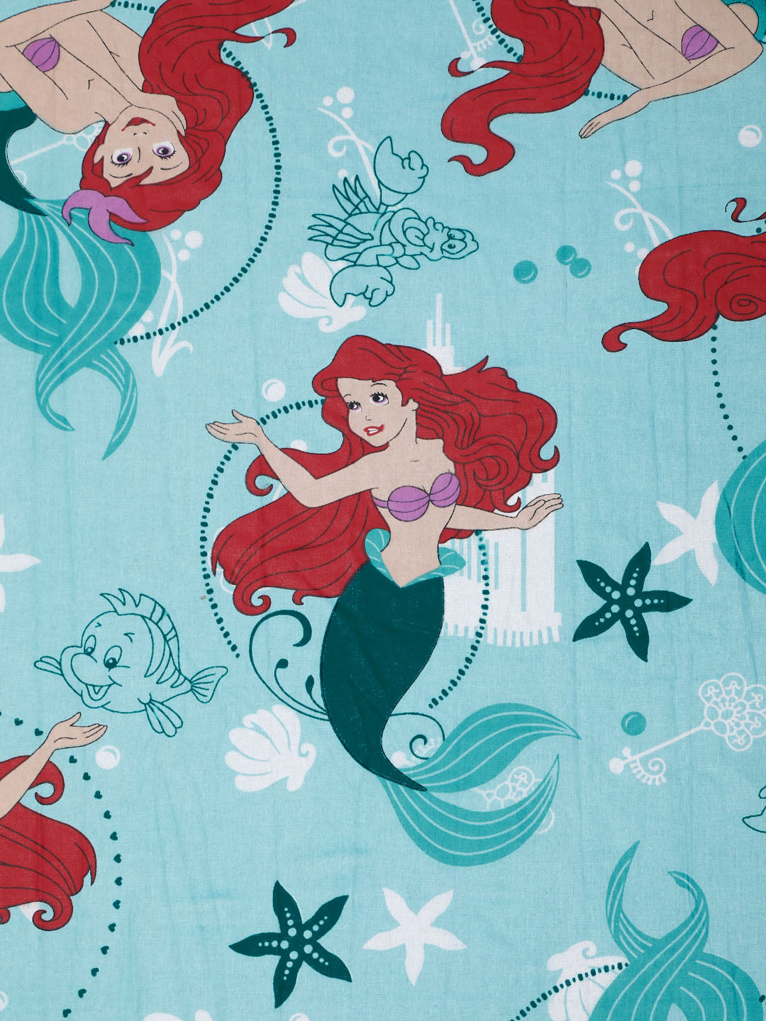 Klotthe Turquoise Cartoon Characters 400 TC Pure Cotton Fitted Double Bedsheet with 2 Pillow Covers
