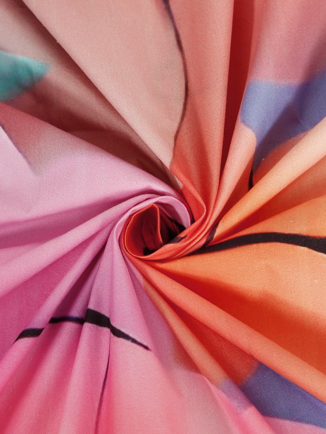 Multi 7D Floral Printed Cotton Blend Double Bedsheet with 2 Pillow Covers