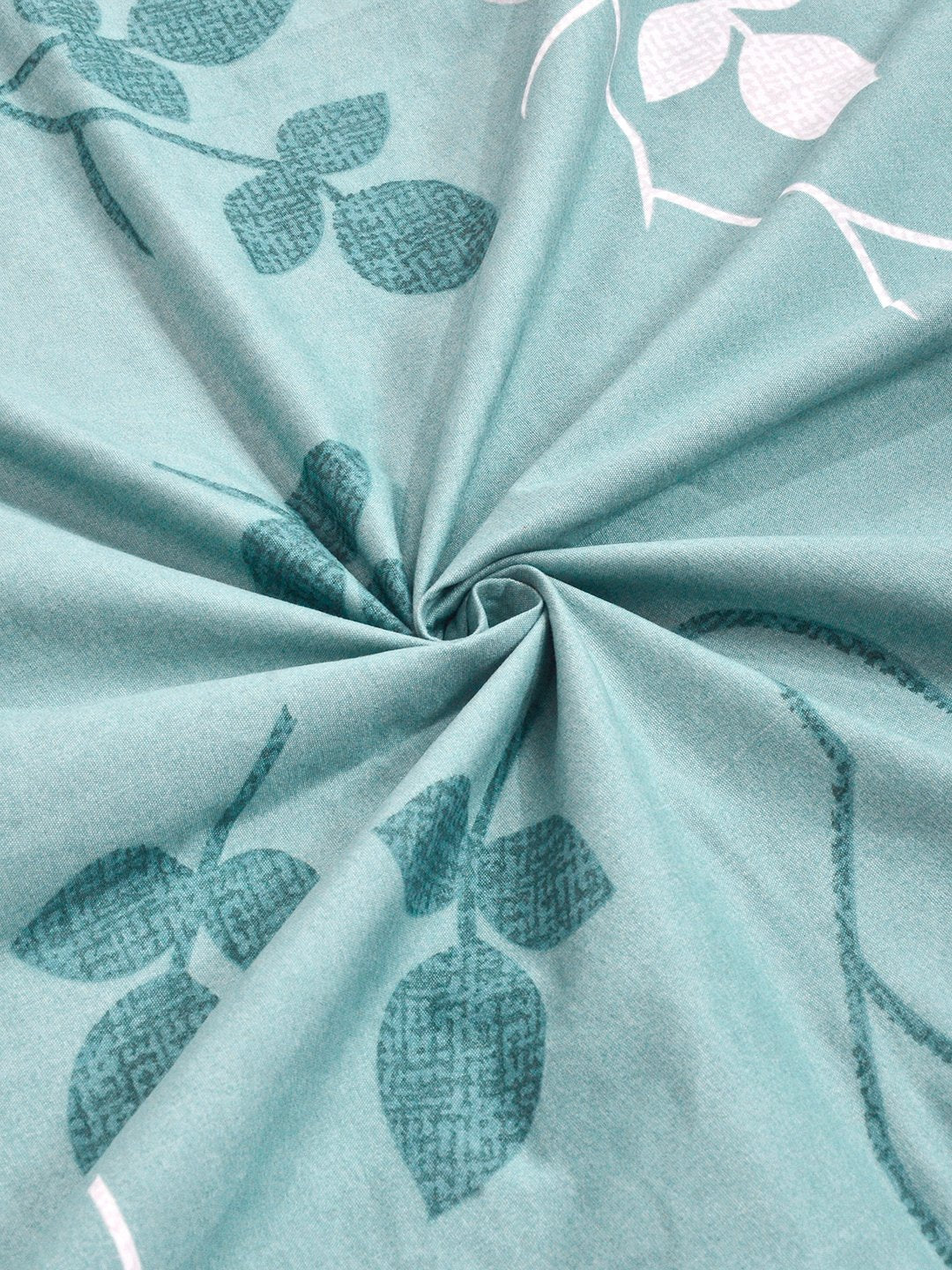 Green Floral Cotton Blend Single Bedsheet with Pillow Cover