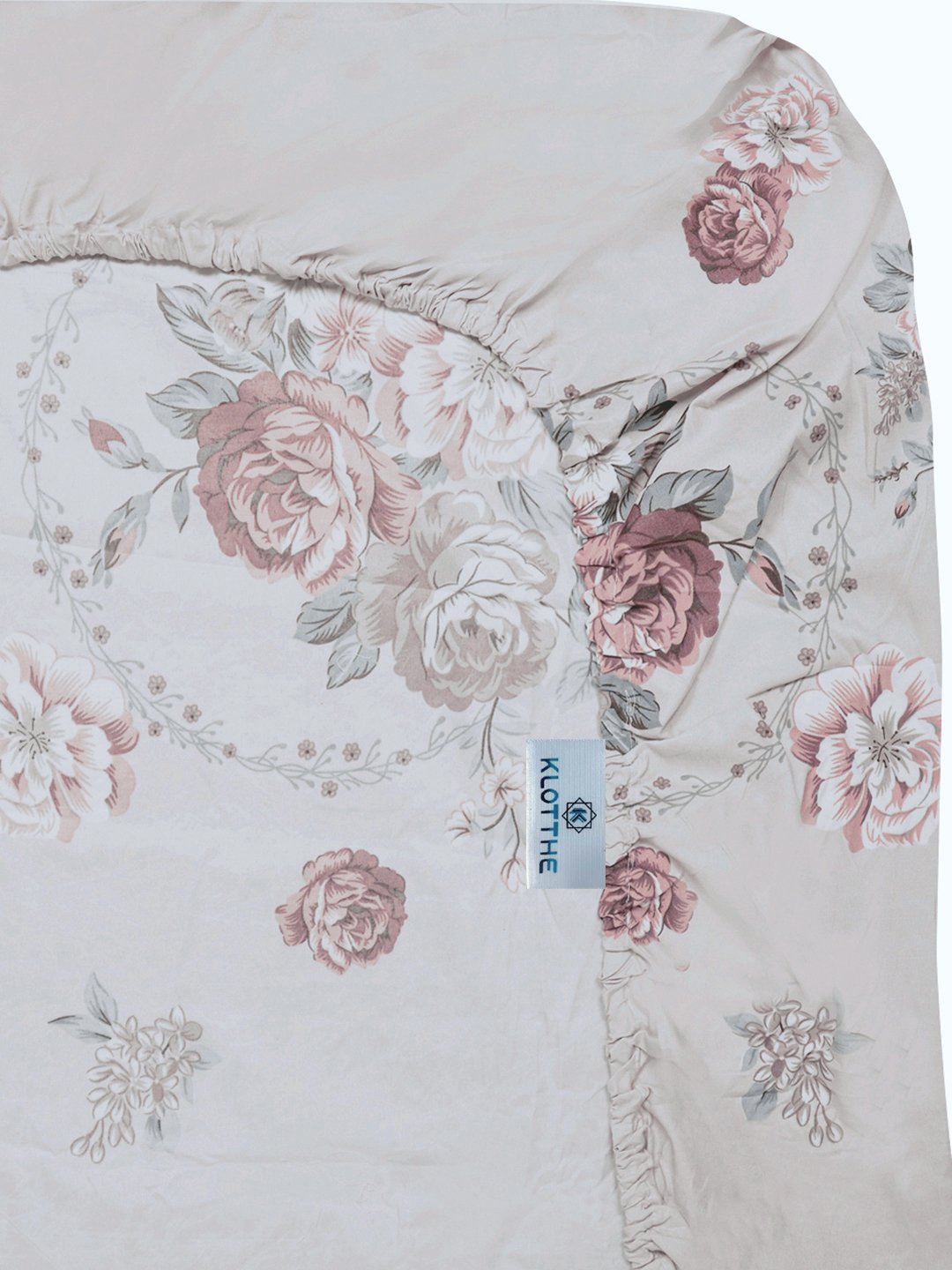 Multi Floral 300 TC Cotton Blend Fitted Single Bedsheet with Pillow Cover
