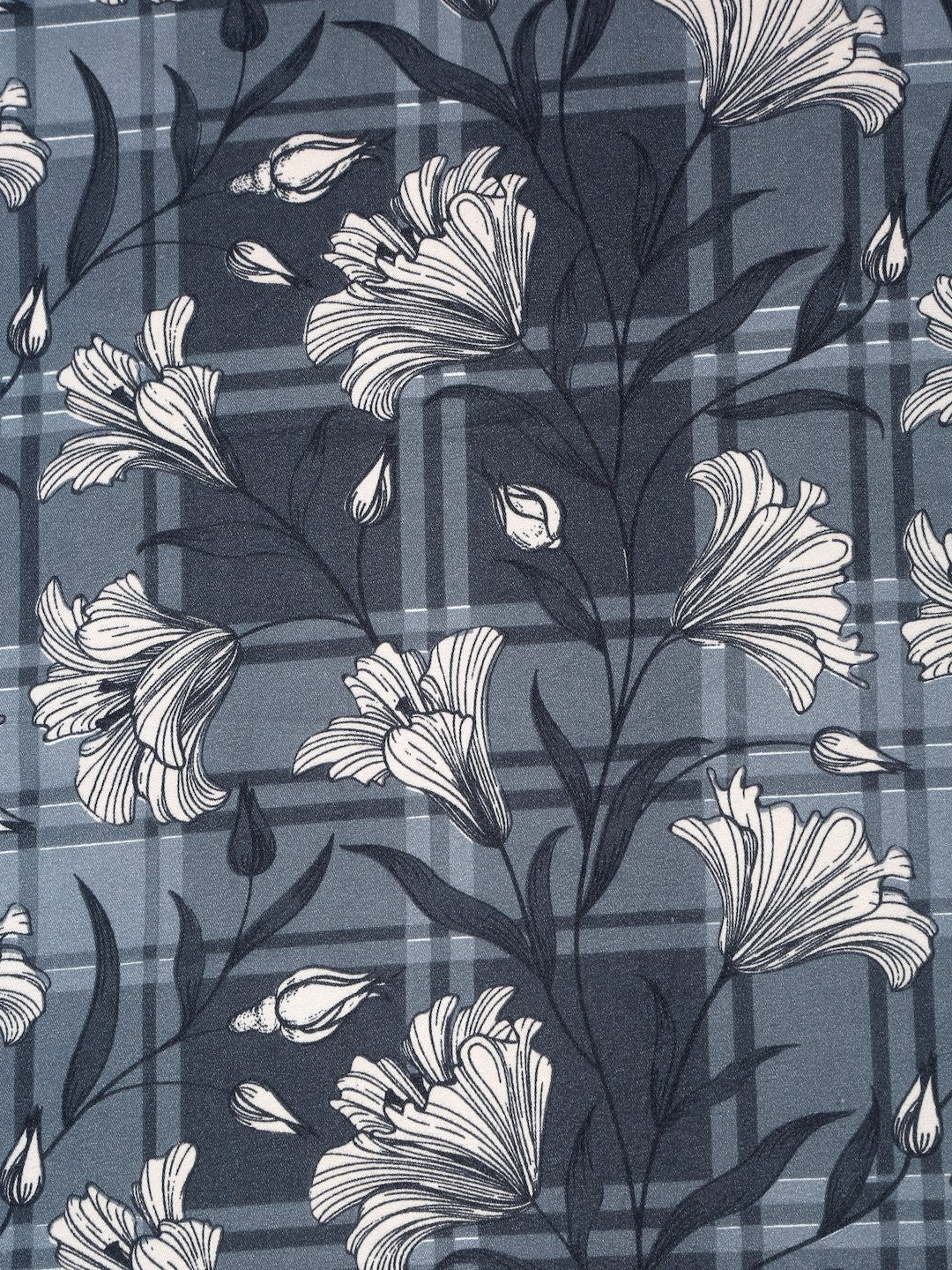 Grey Floral 300 TC Cotton Blend Fitted Single Bedsheet with Pillow Cover