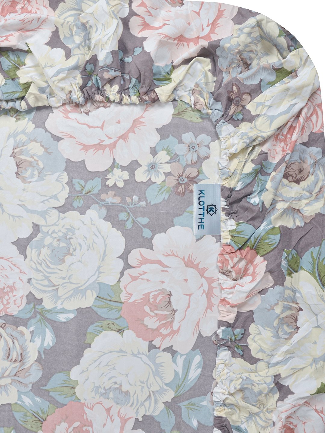 Multi Floral 300 TC Cotton Blend Fitted Single Bedsheet with Pillow Cover