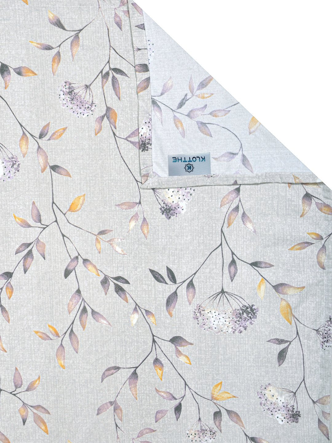 Grey Floral 300 TC Cotton Blend Single Bedsheet with Pillow Cover