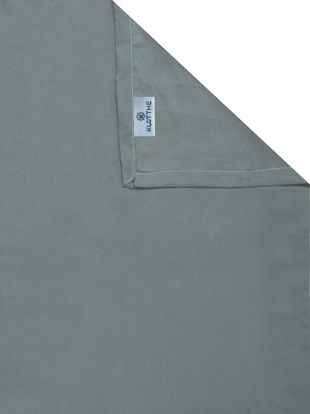 Grey Solid 300 TC Cotton Blend Single Bedsheet with 2 Pillow Covers