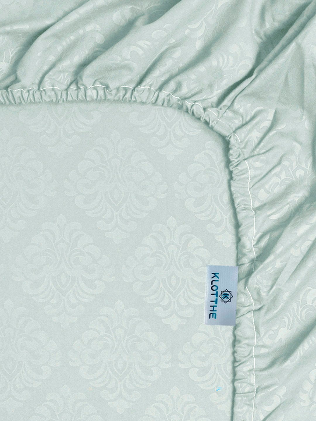 Green Floral Embossed Cotton Blend Fitted Single Bedsheet with Pillow Cover