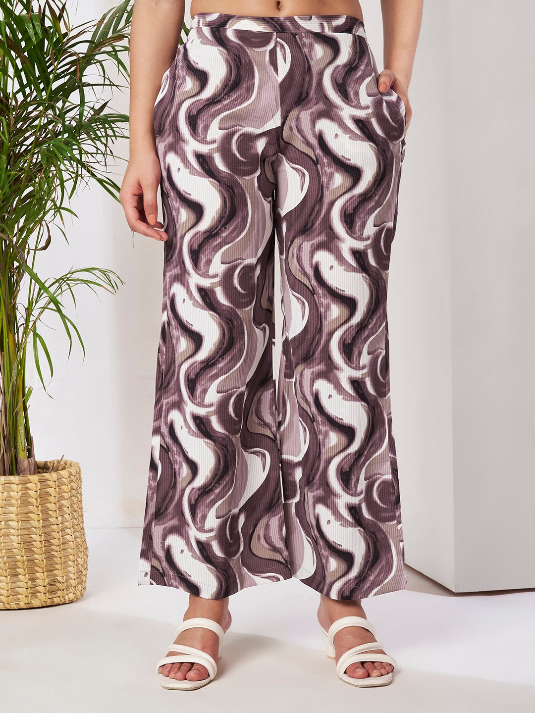 Wine Cotton Printed Shirt With Trousers Co-Ords Set