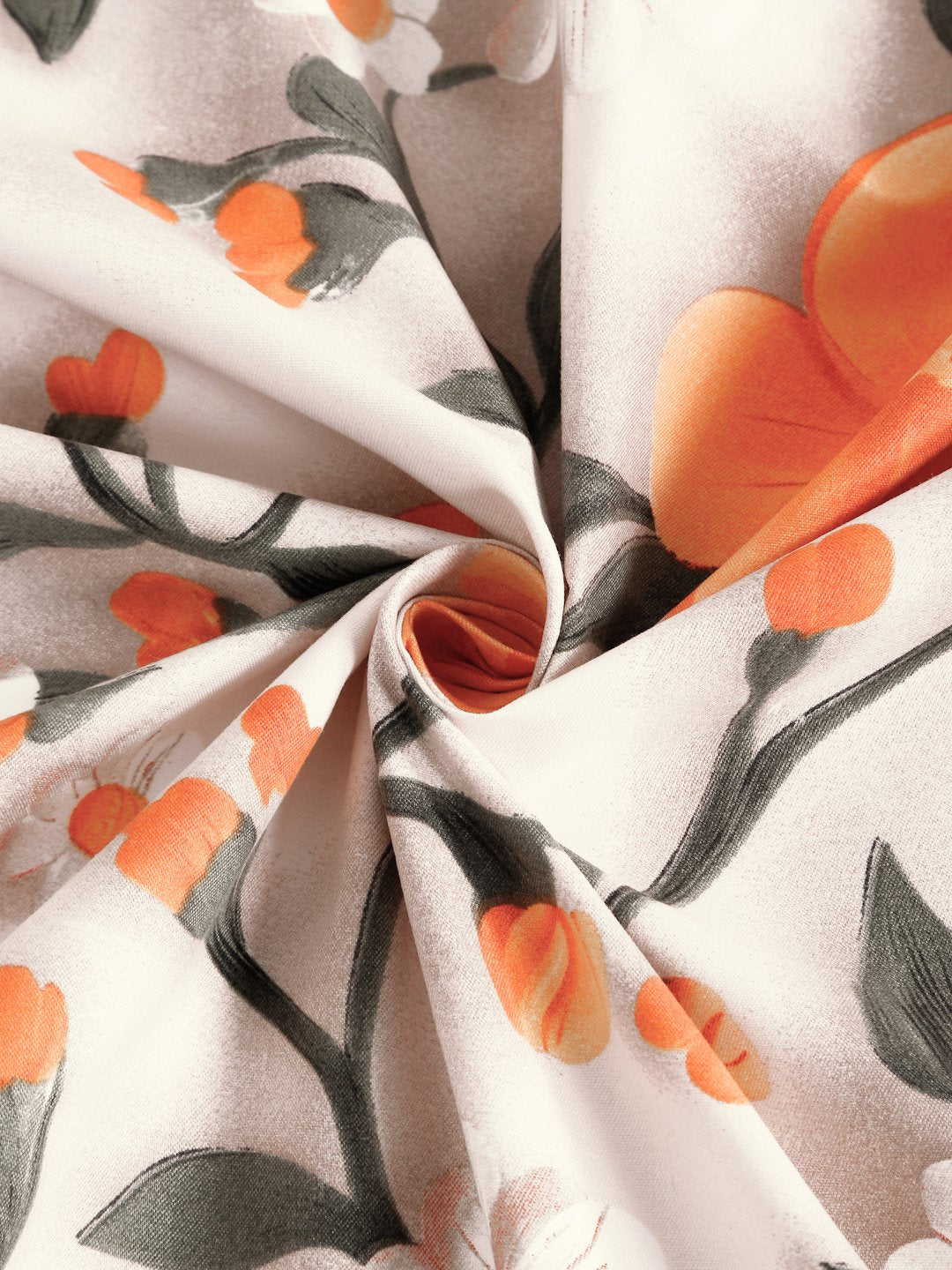 Cream Floral 7D Cotton Blend Single Bedsheet with Pillow Cover