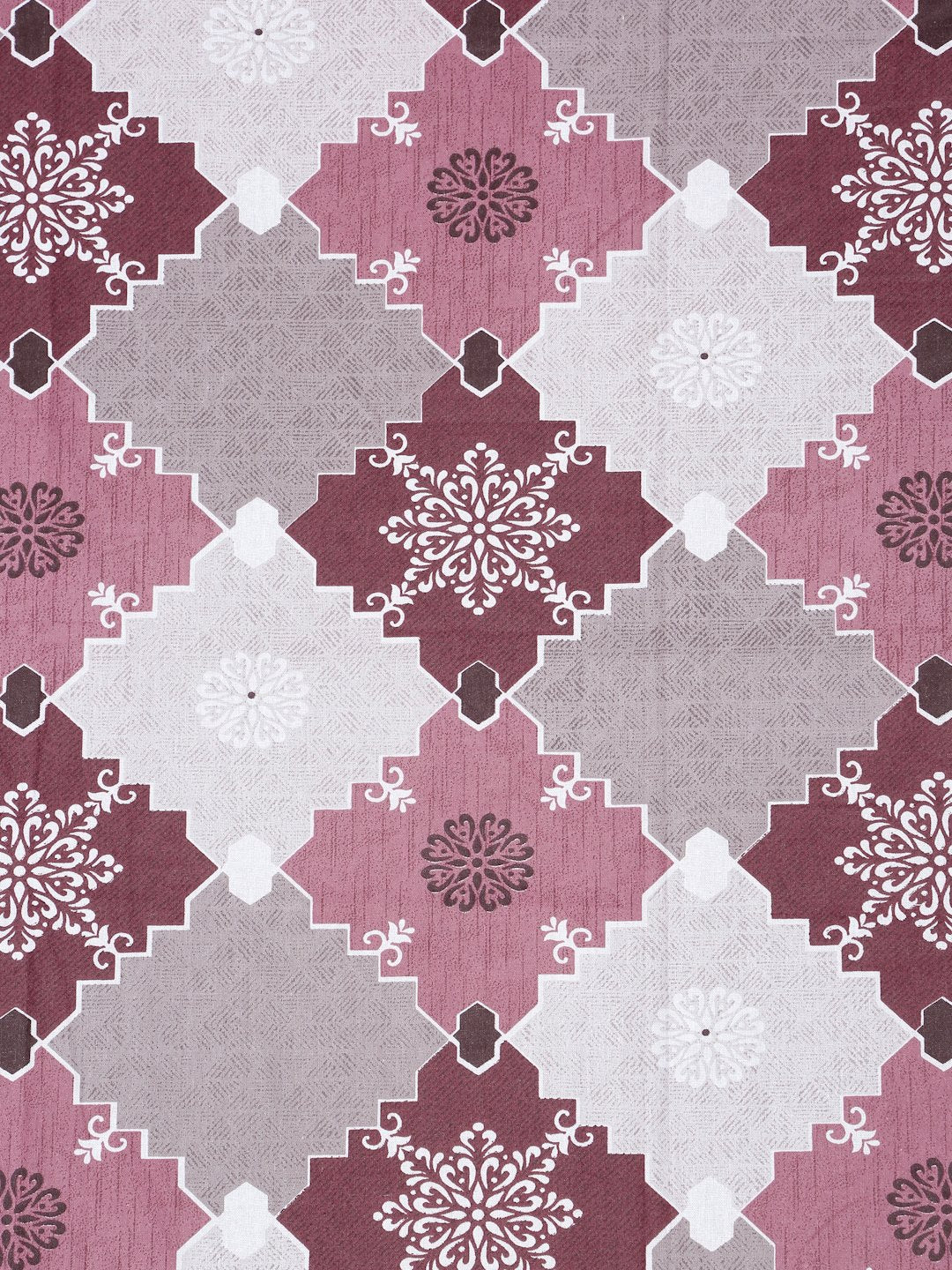 Pink Geometric 400 TC Pure Cotton Fitted Double Bedsheet with 2 Pillow Covers