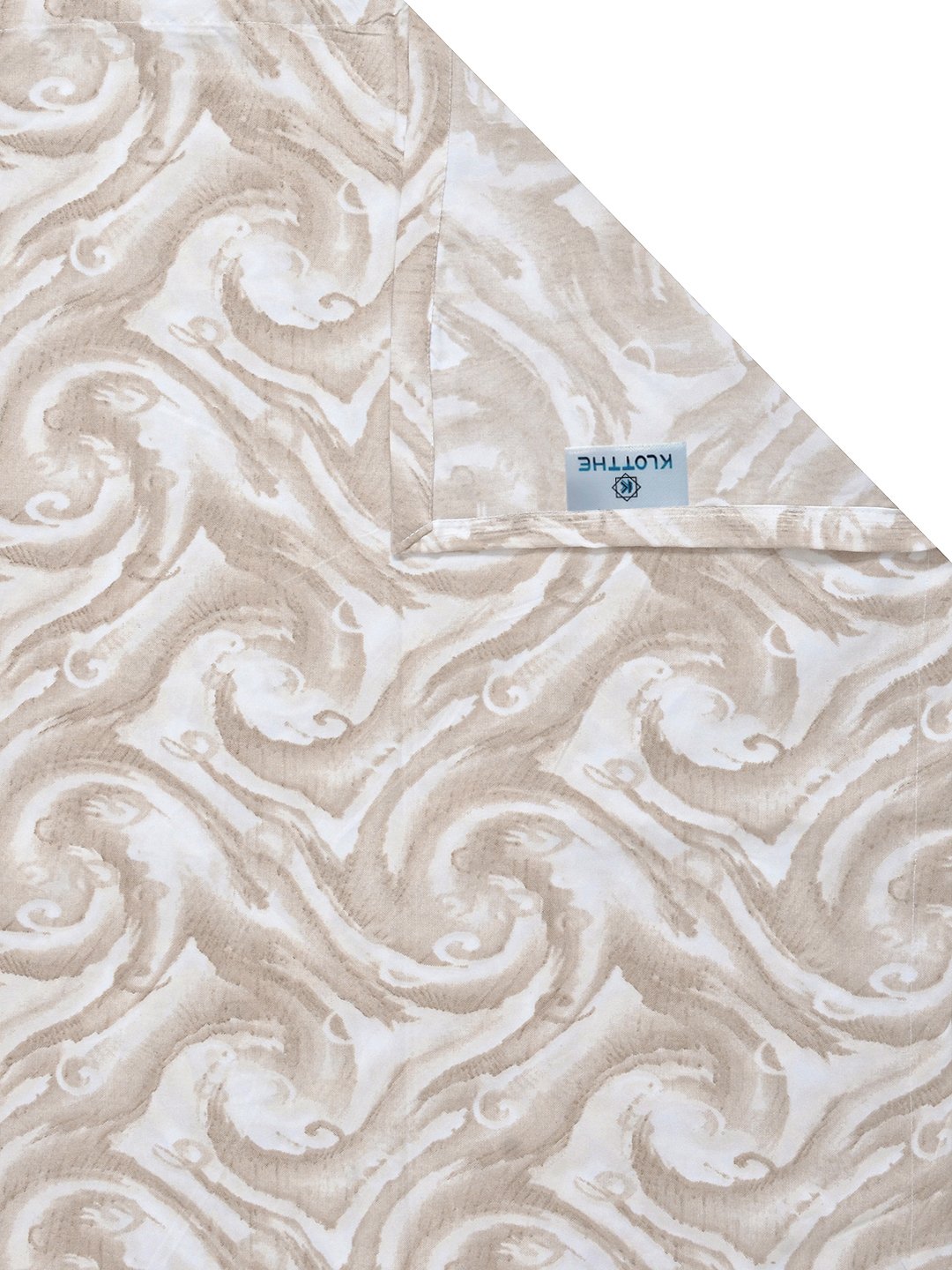 Beige Abstract 300 TC Cotton Blend Single Bedsheet with Pillow Cover