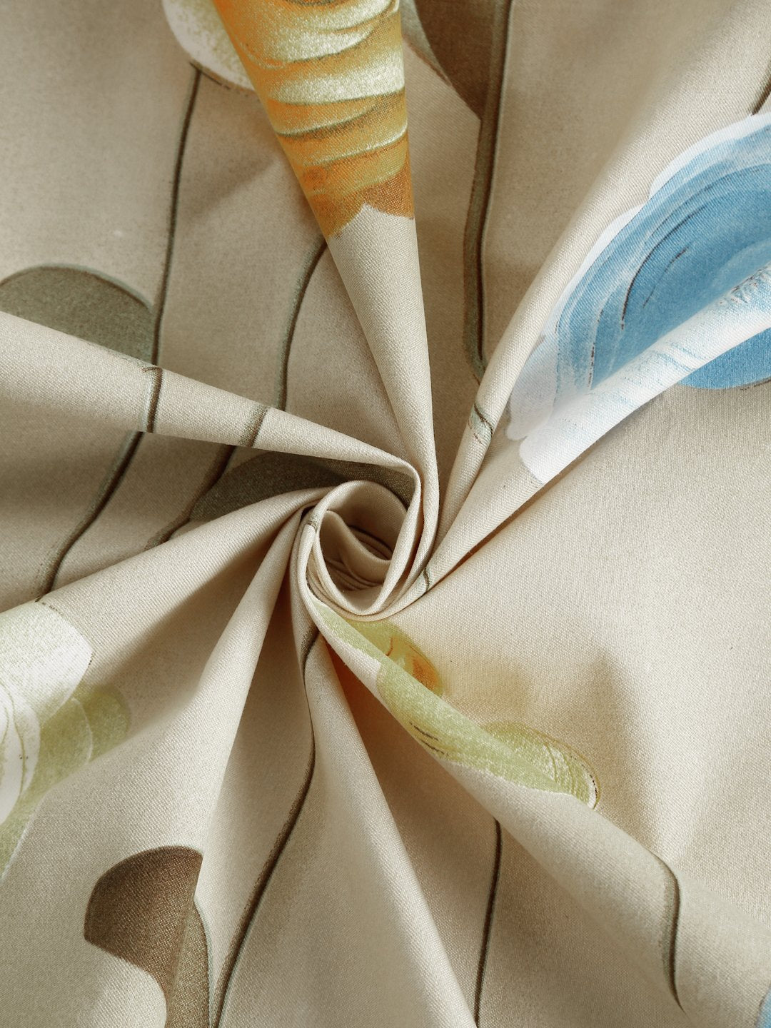 Beige Floral 7D King Size Cotton Blend Fitted Double Bedsheet with 2 Pillow Covers