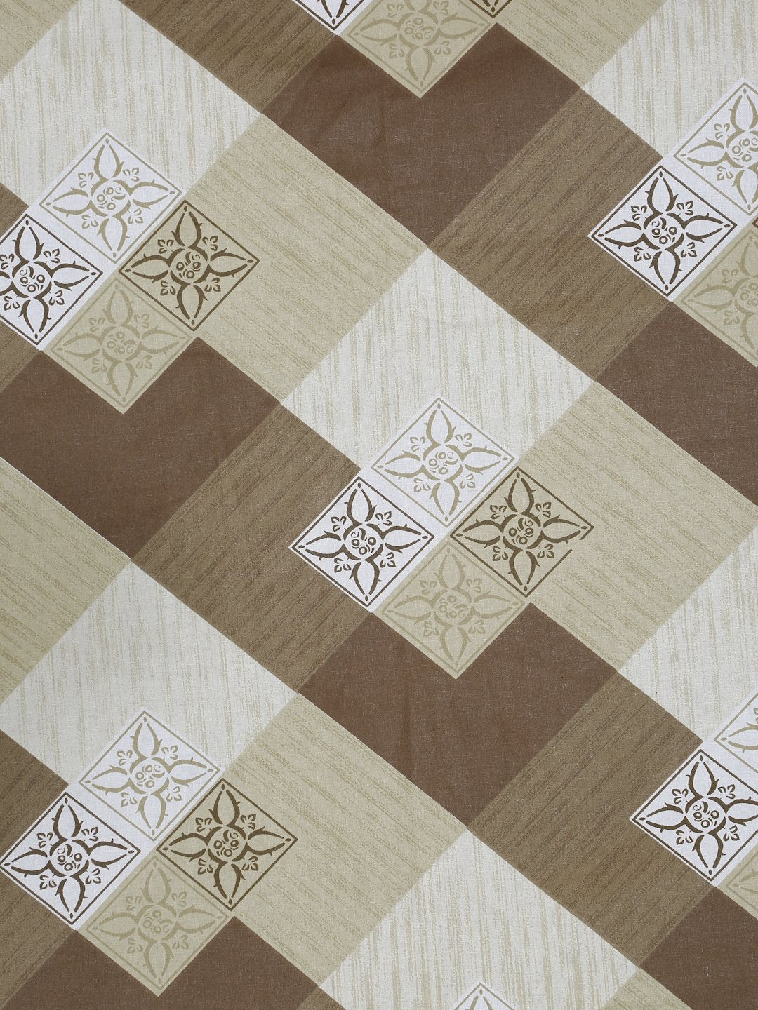 Brown Geometric 400 TC Pure Cotton Super King Double Bedsheet with 2 Pillow Covers