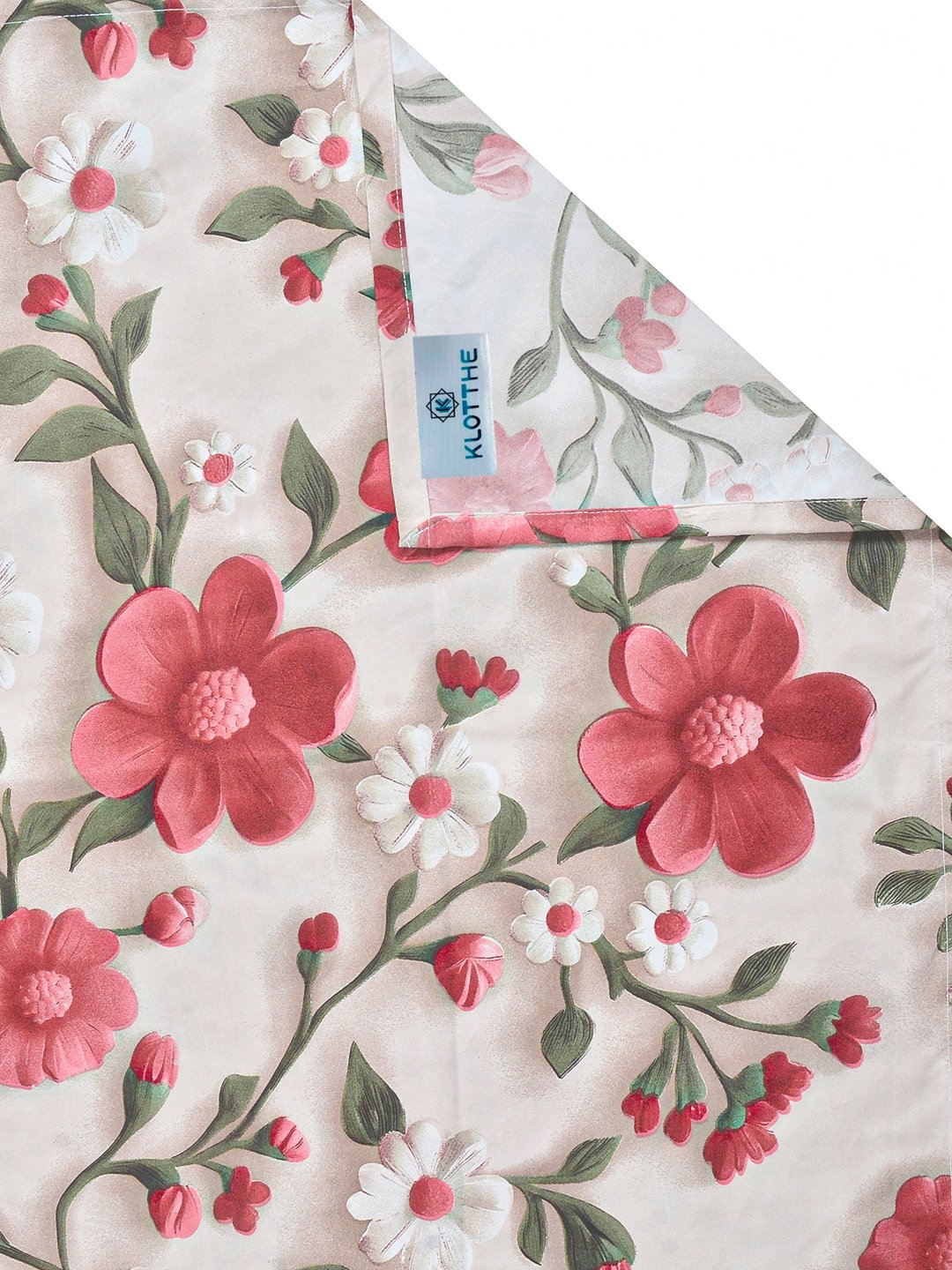 Cream Floral 7D King Size Cotton Blend Double Bedsheet with 2 Pillow Covers