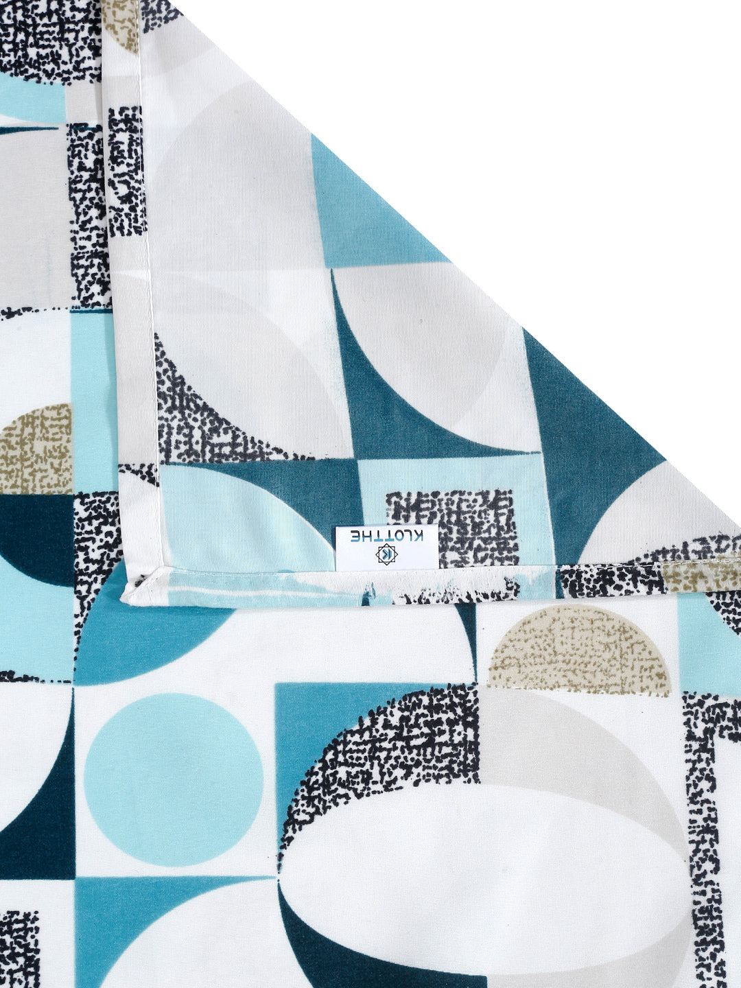Klotthe White Geometric 300 TC Cotton Blend Double Bedsheet in Book Fold Packing