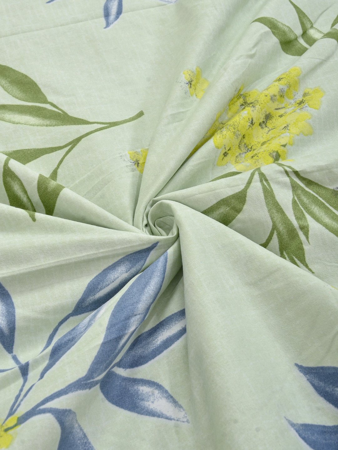 Green Cotton Blend Floral Double Bed Dohar