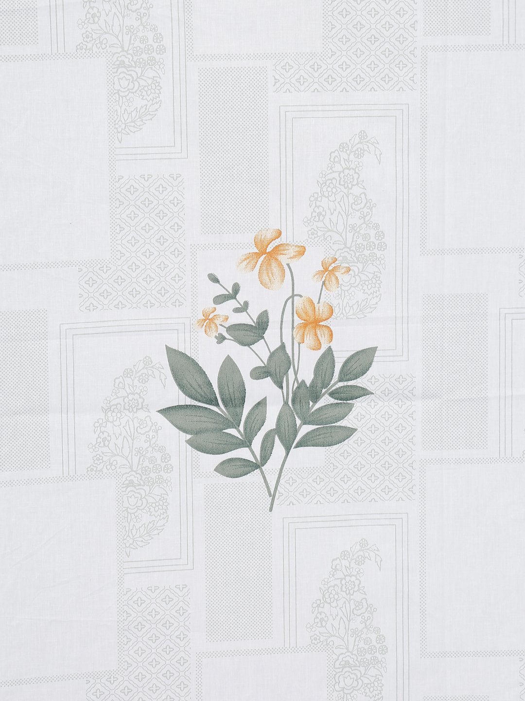 White Floral 400 TC Pure Cotton Super King Double Bedsheet with 2 Pillow Covers