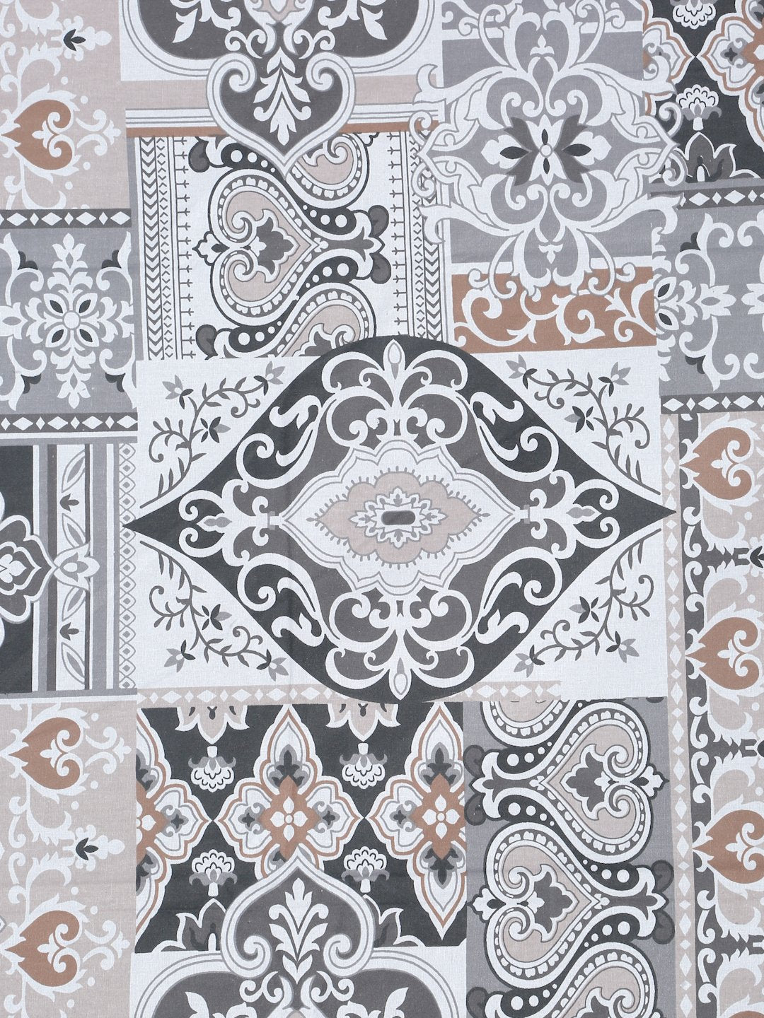 Multi Ethnic Motifs 400 TC Pure Cotton Single Bedsheet with Pillow Cover