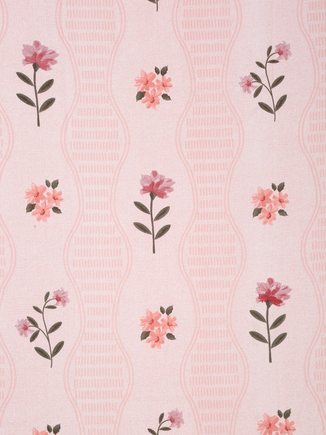 Pink Floral 300 TC Cotton Blend Double Bedsheet with 2 Pillow Covers