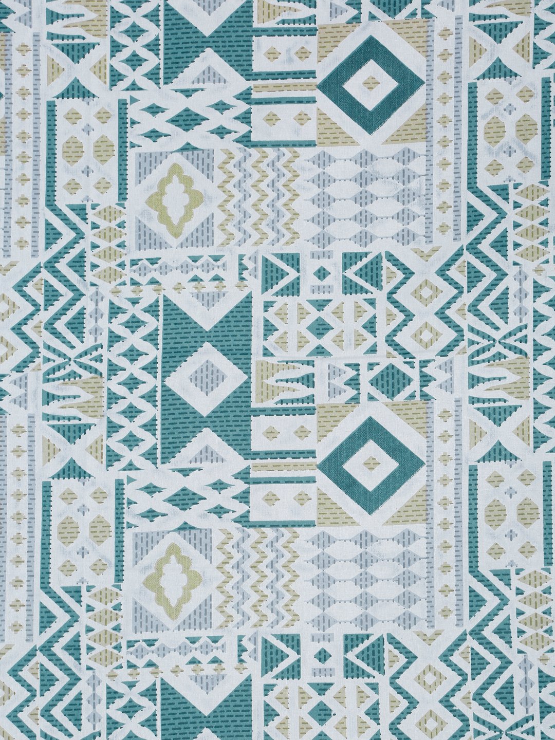 Green Geometric 400 TC Pure Cotton Fitted Single Bedsheet with Pillow Cover