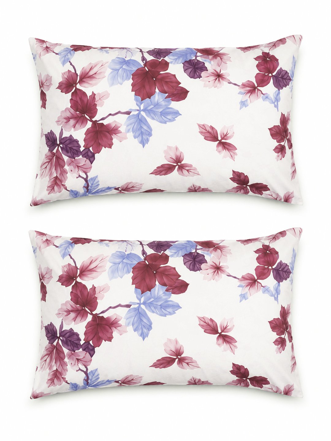 Cream Floral Cotton Blend Fitted Double Bedsheet with 2 Pillow Covers
