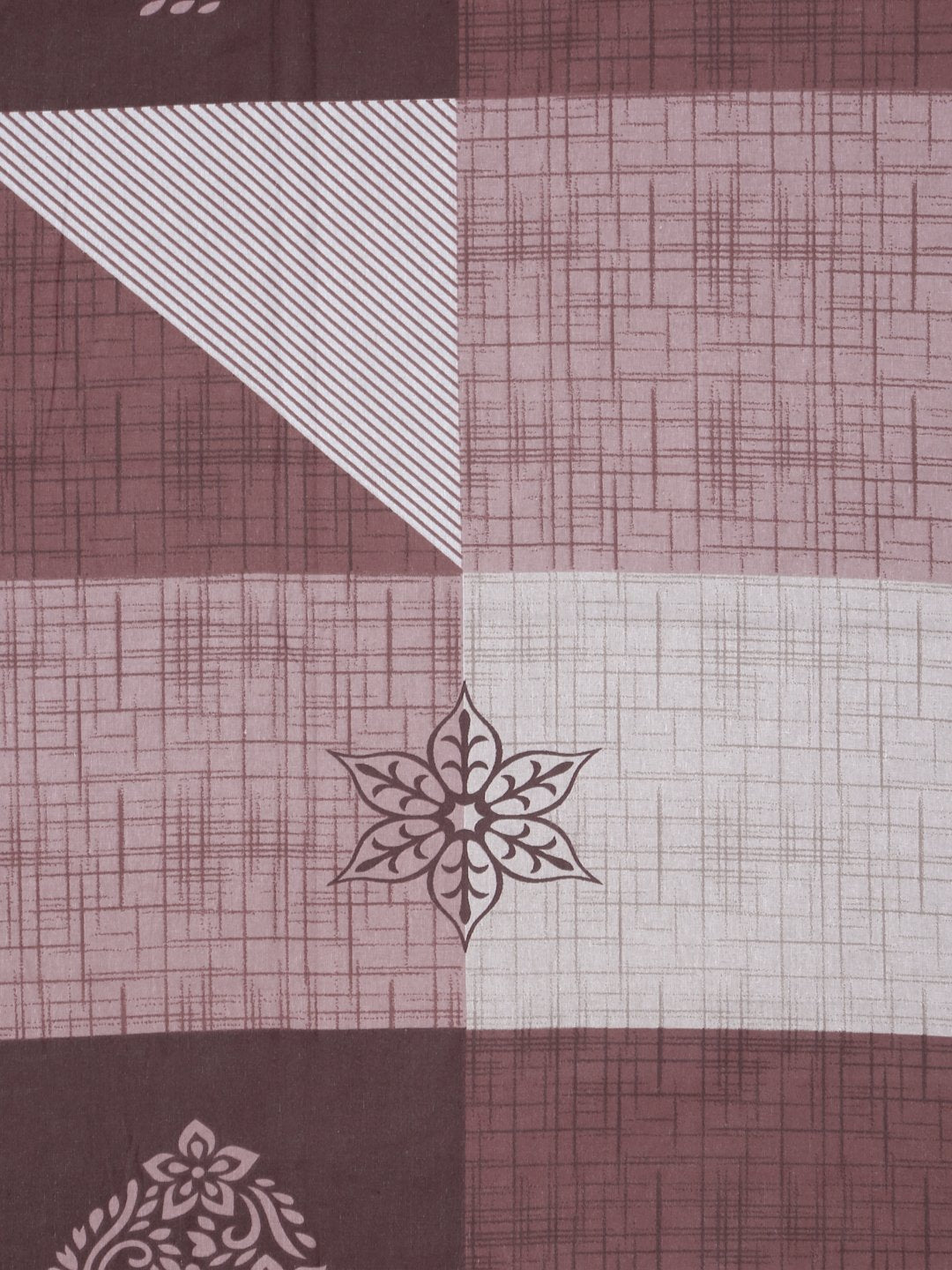 Rust Geometric 400 TC Pure Cotton Single Bedsheet with Pillow Cover