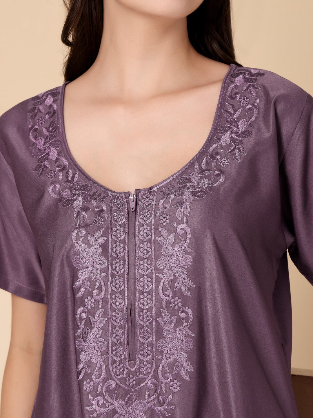 Purple Solid Soft Feel Cotton Blend Maxi