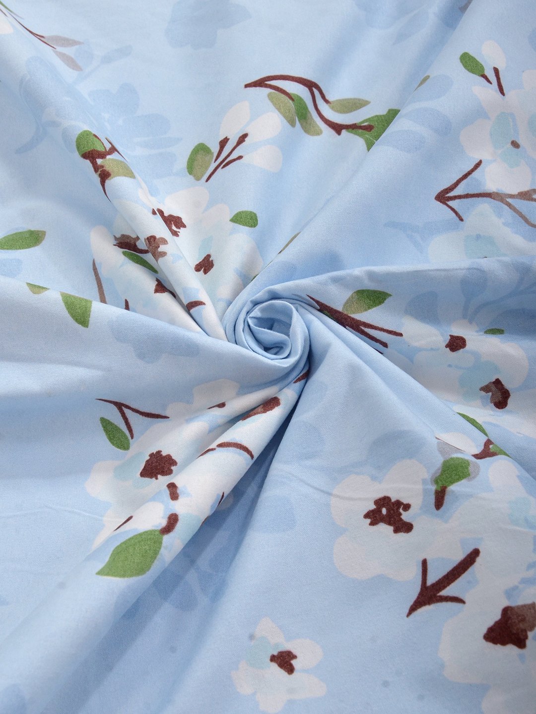 Blue Cotton Blend Floral Double Bed Dohar