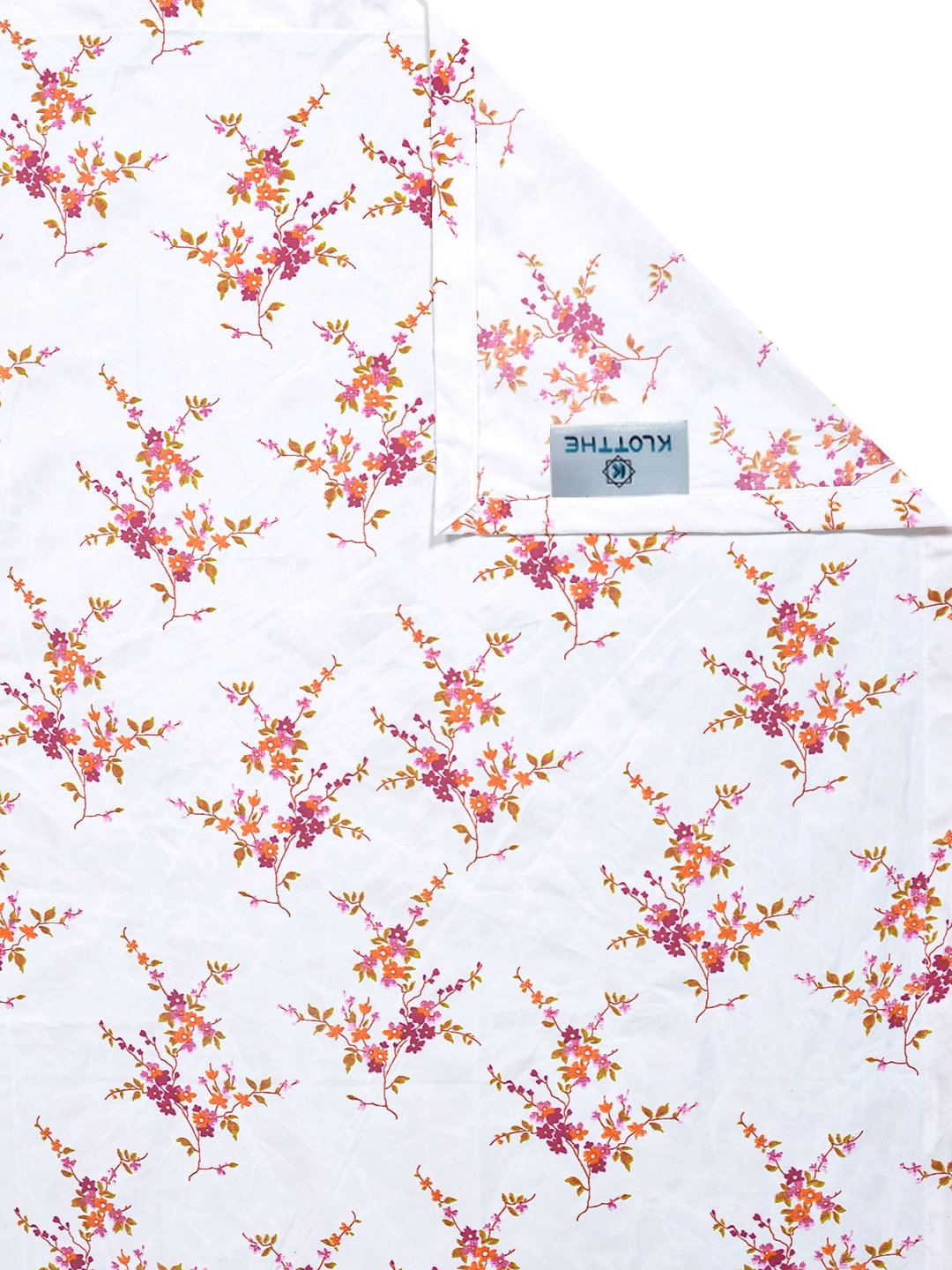 White Floral 300 TC Cotton Blend Single Bedsheet with Pillow Cover