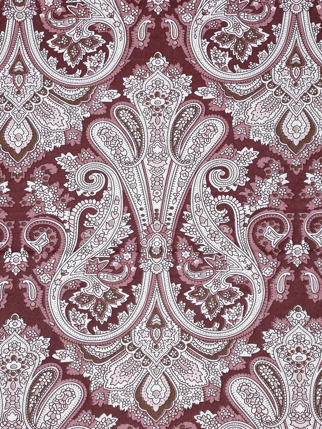 Maroon Floral 400 TC Pure Cotton Double Bedsheet with 2 Pillow Covers