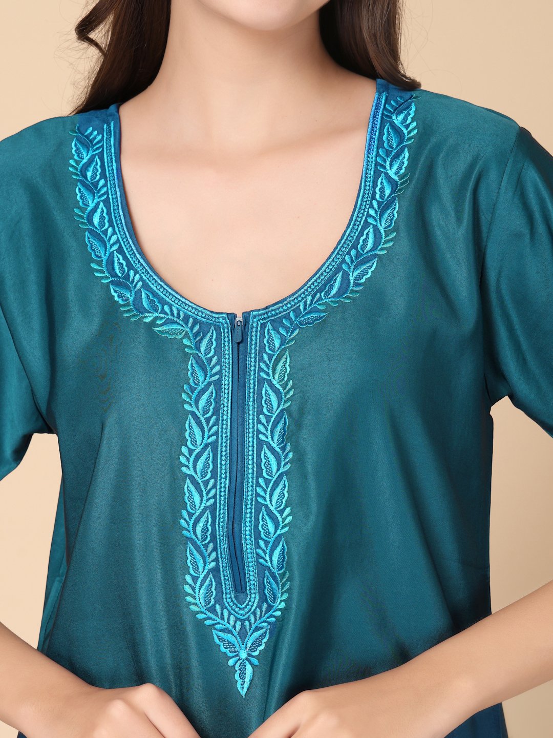 Turquoise Solid Soft Feel Cotton Blend Maxi