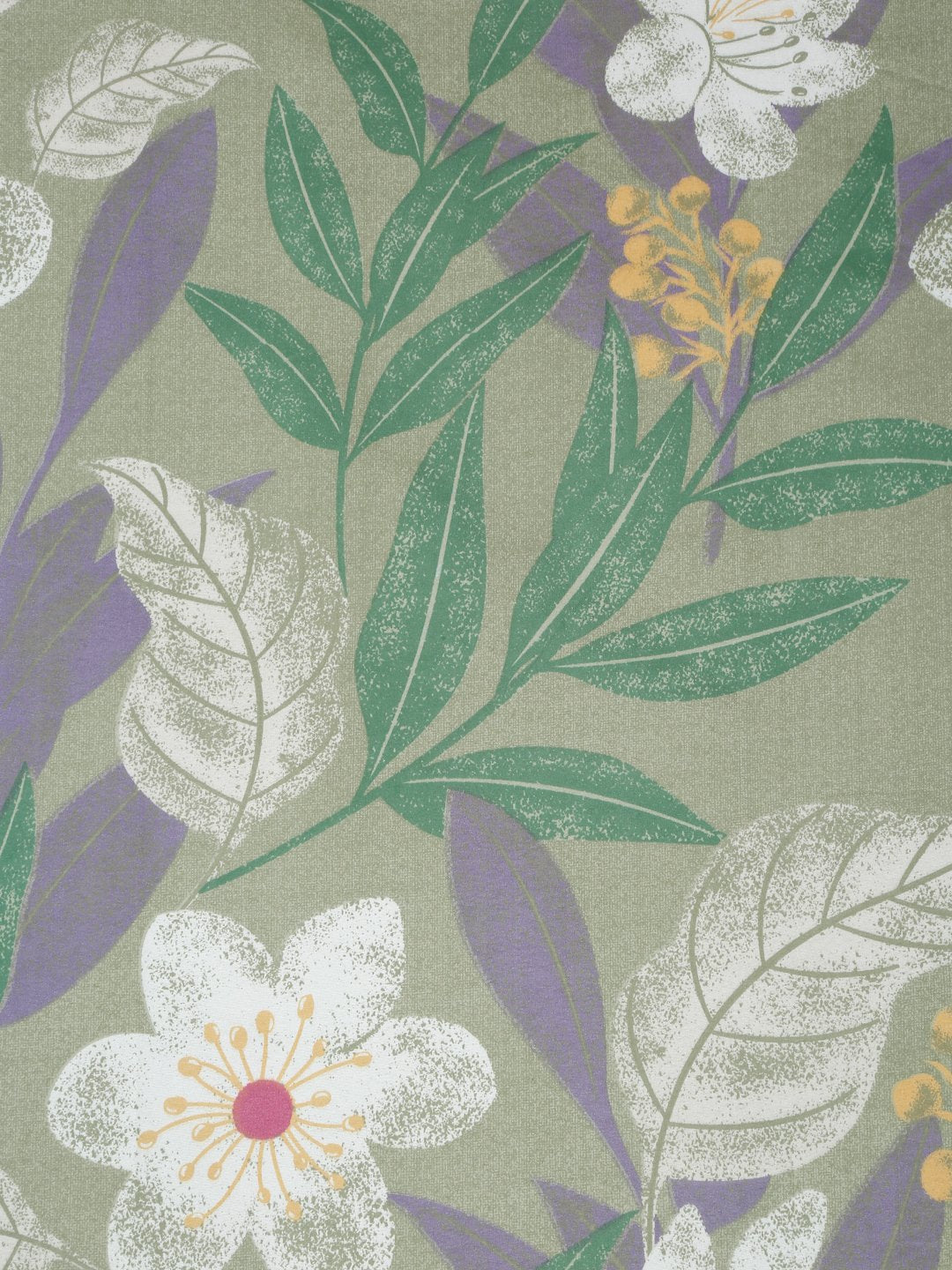 Green Floral 300 TC Cotton Blend Double Bedsheet in Book Fold Packing