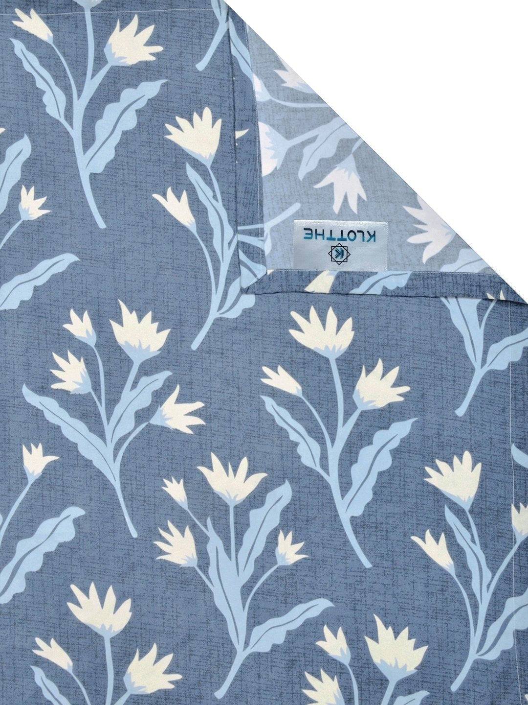 Blue Floral 300 TC Cotton Blend Single Bedsheet with Pillow Cover
