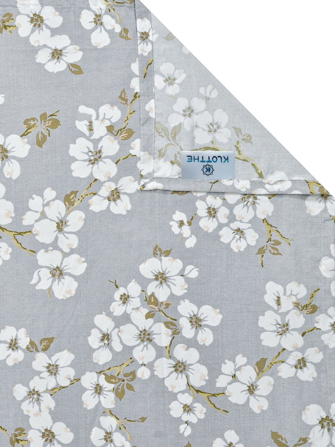 Grey Floral 300 TC Cotton Blend Single Bedsheet with Pillow Cover