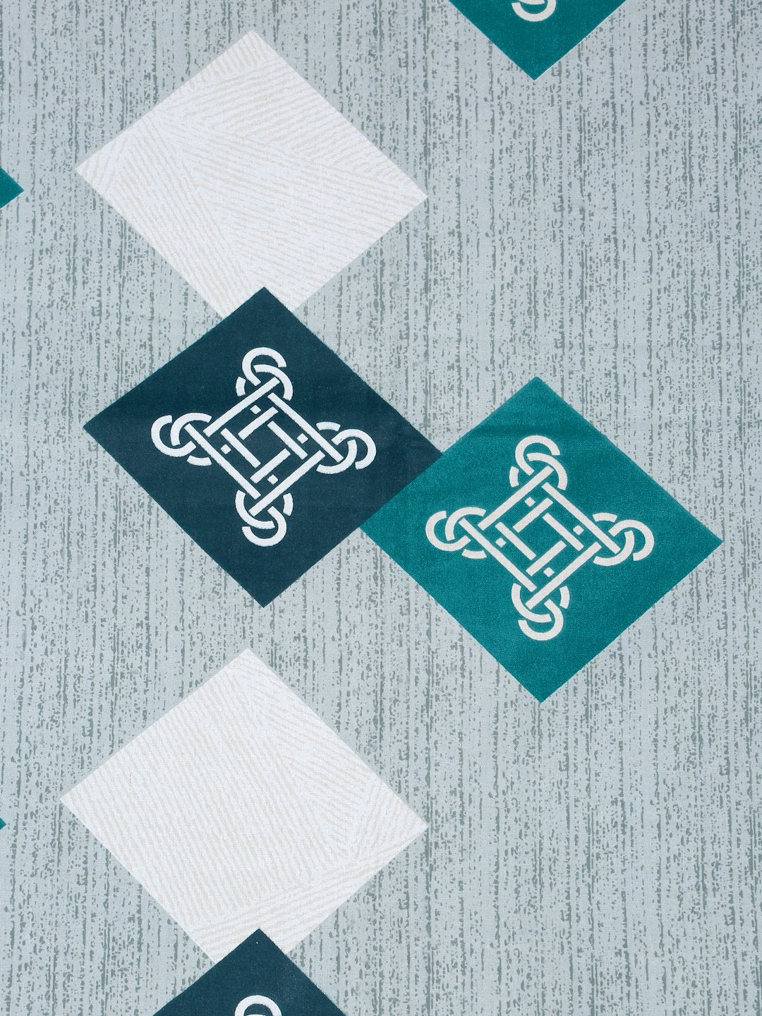 Turquoise  Geometric 400 TC Pure Cotton Double Bedsheet with 2 Pillow Covers
