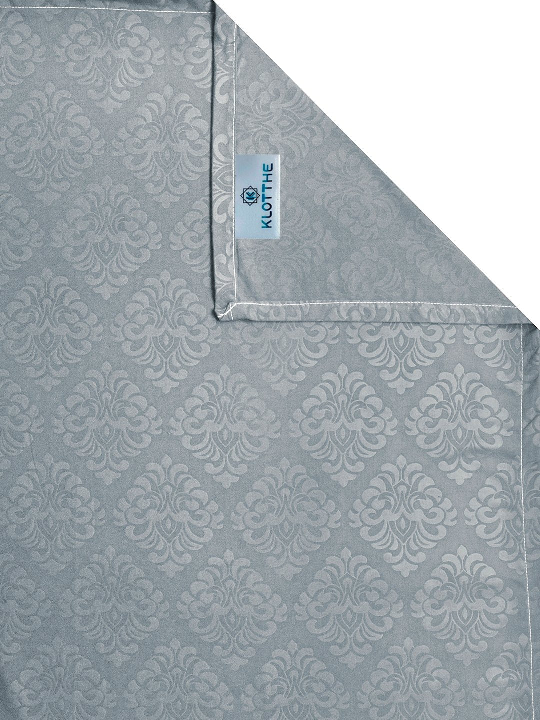 Grey Floral Embossed Cotton Blend Double Bedsheet with 2 Pillow Covers